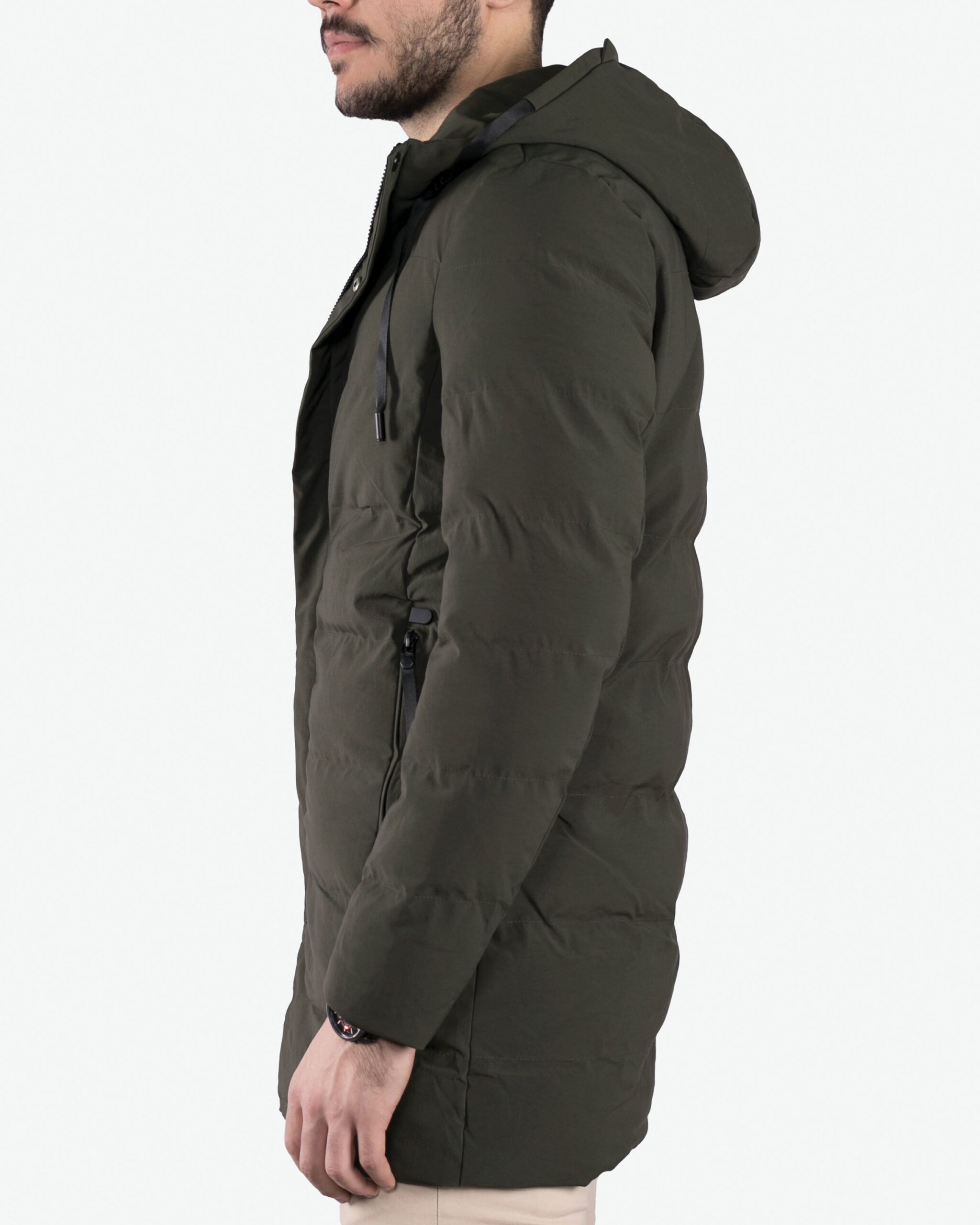 کاپشن دوختدار -سبز ارتشی - بغل