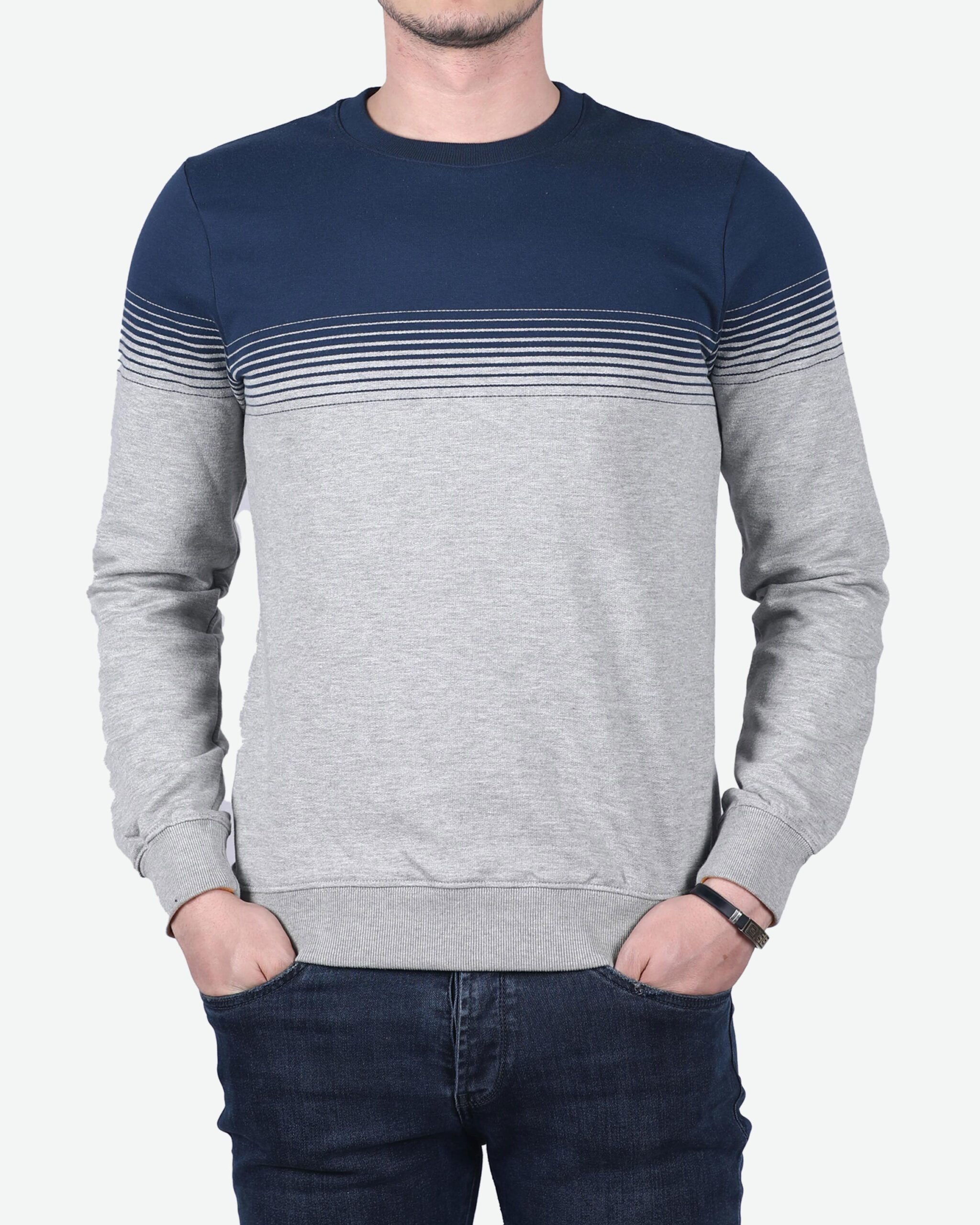 پلیور دورنگ ملانژ سرمه‌ای کانی‌راش - روبه‌رو