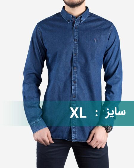 پیراهن جین آبی تیره مردانه-سایز XL