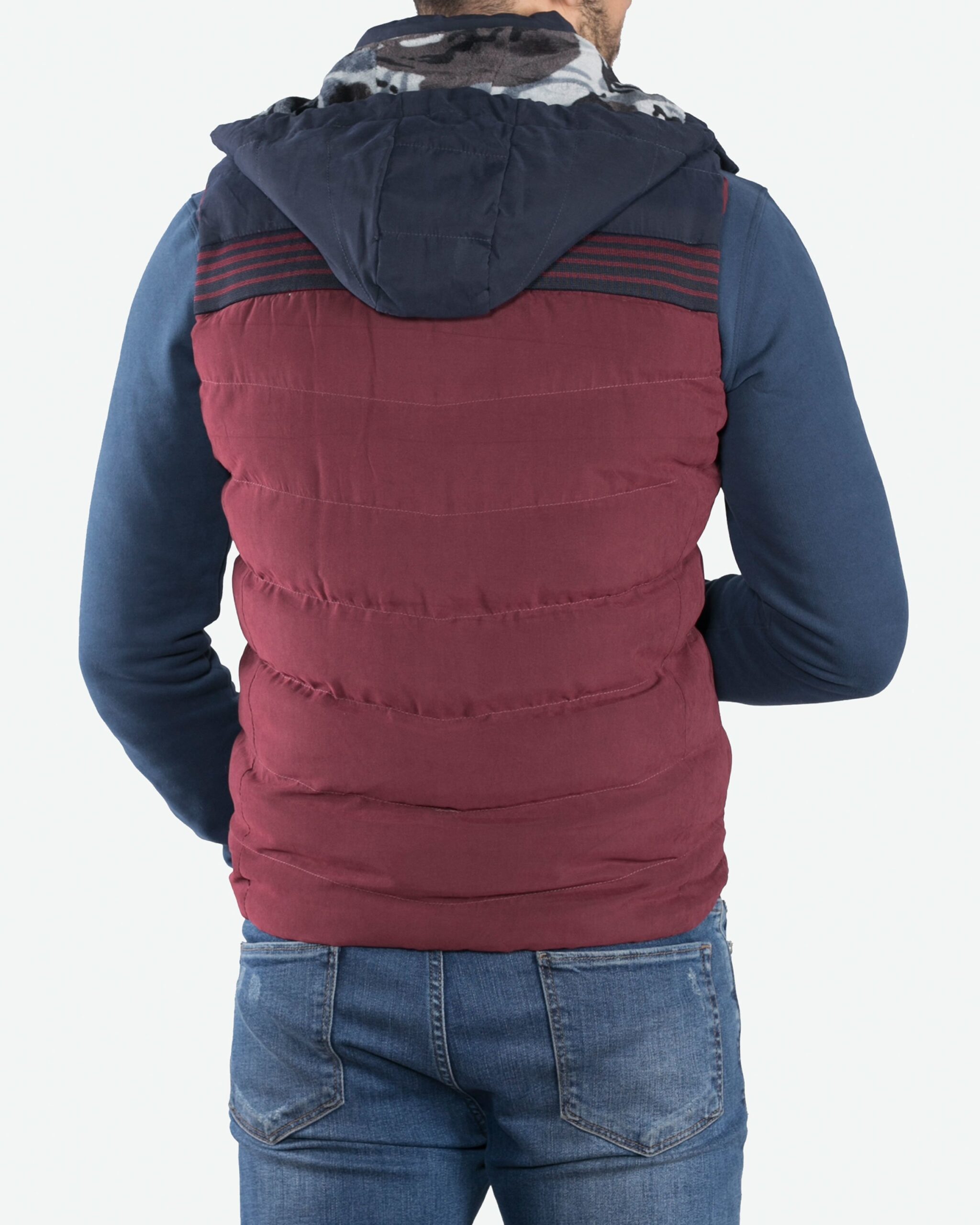 ژیله کاپشنی طرح‌دار کانی‌راش -زرشکی - پشت