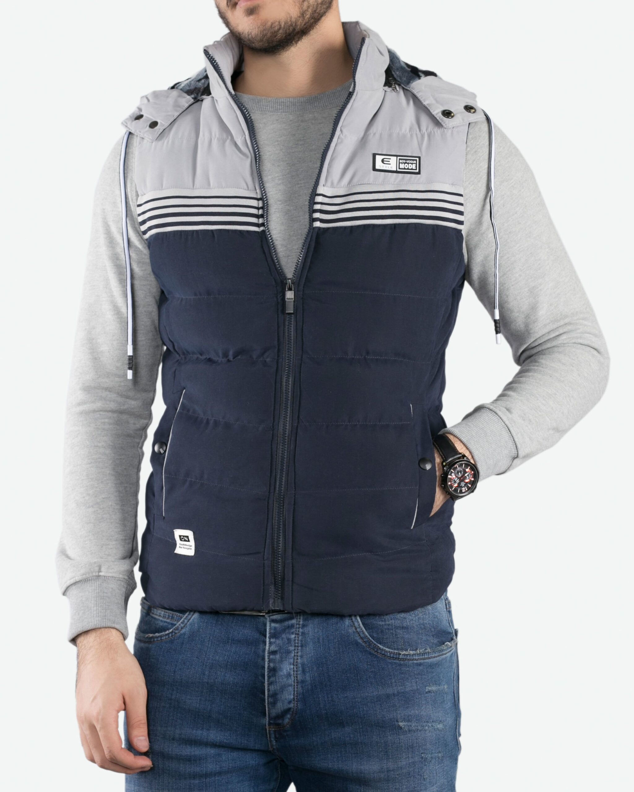 ژیله کاپشنی طرح‌دار کانی‌راش - سرمه‌ای - روبه‌رو