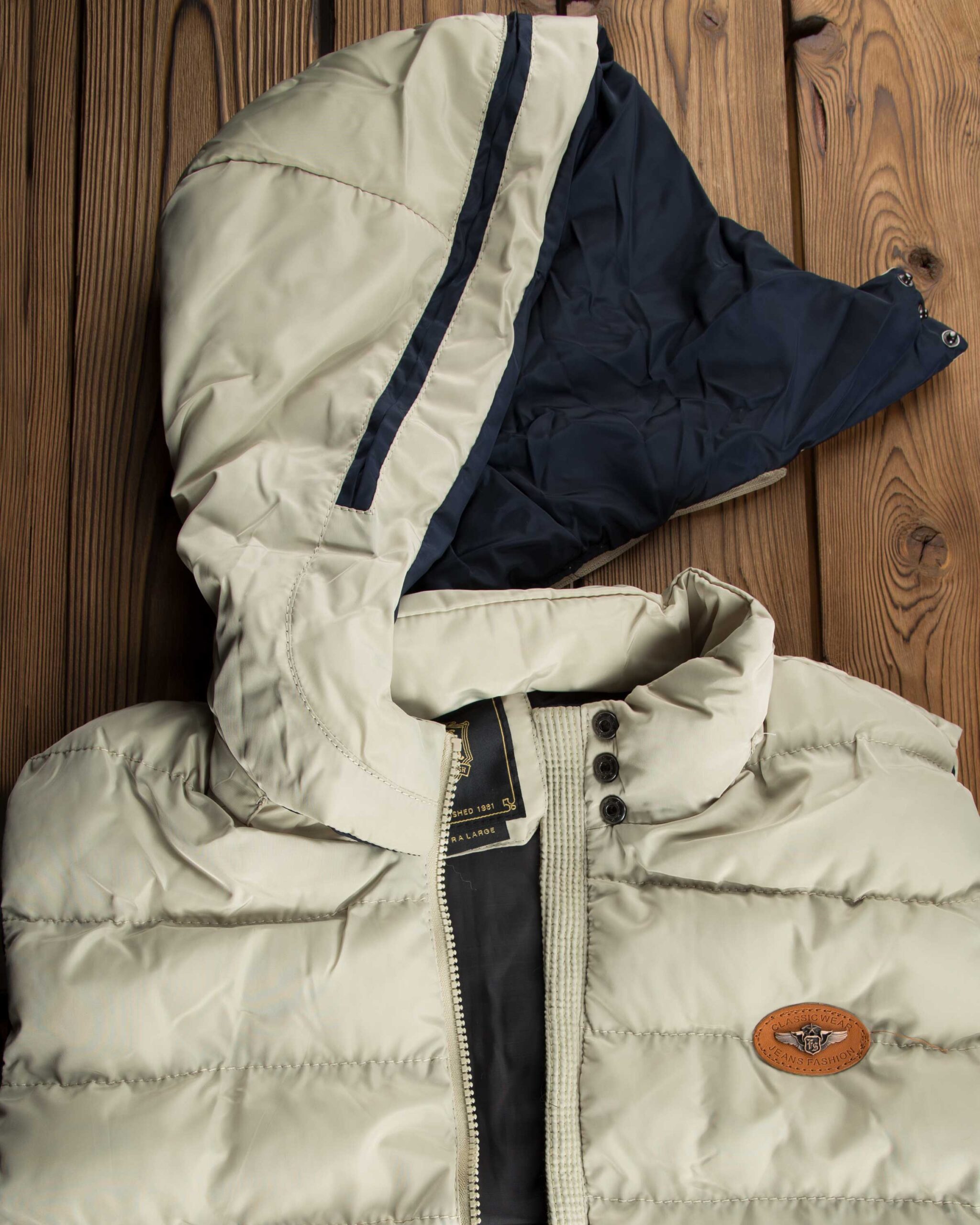 کاپشن جلیقه ای مردانه - استخوانی - جزییات