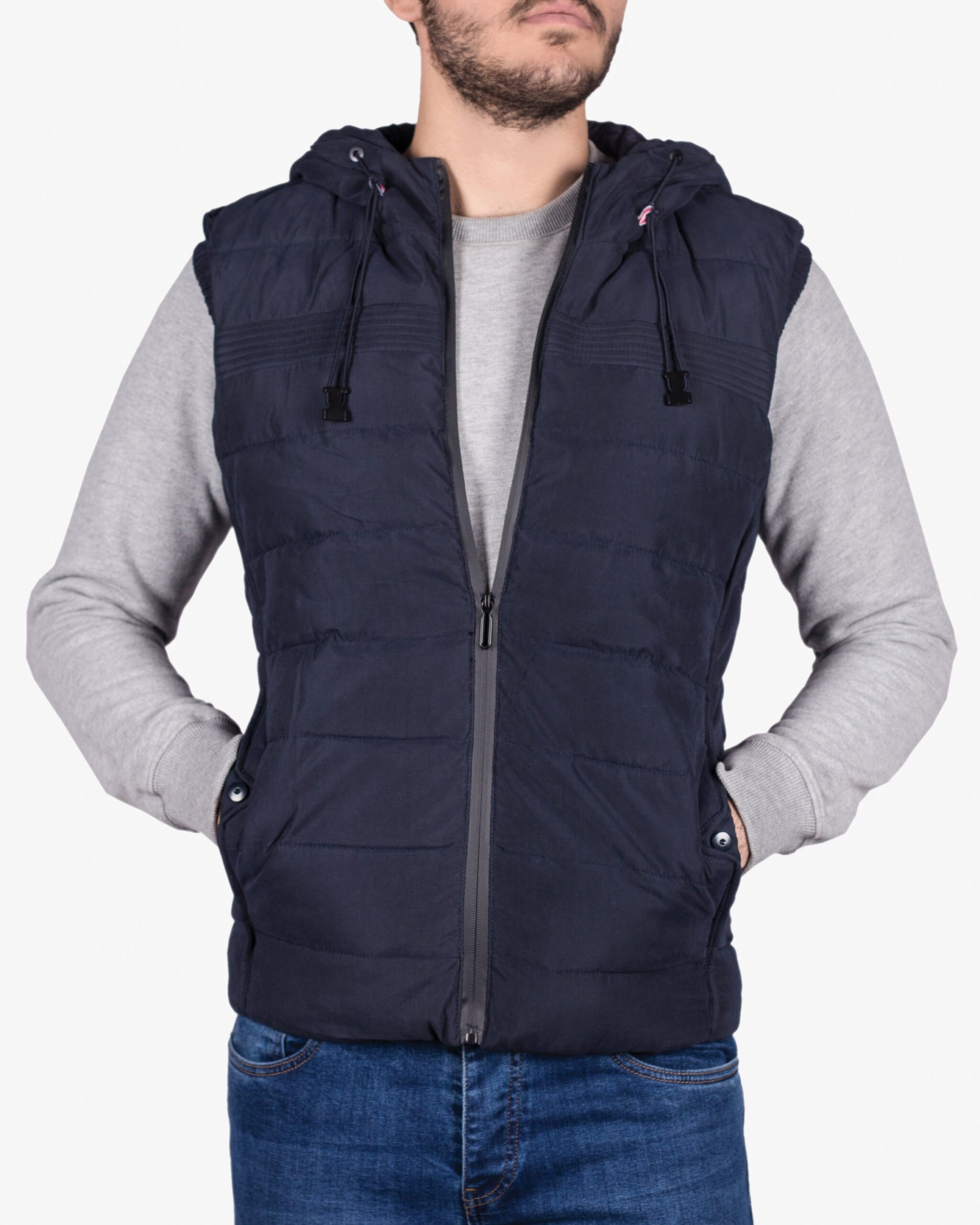 کاپشن ژیله اسپرت مردانه - سرمه‌ ای - روبه‌رو