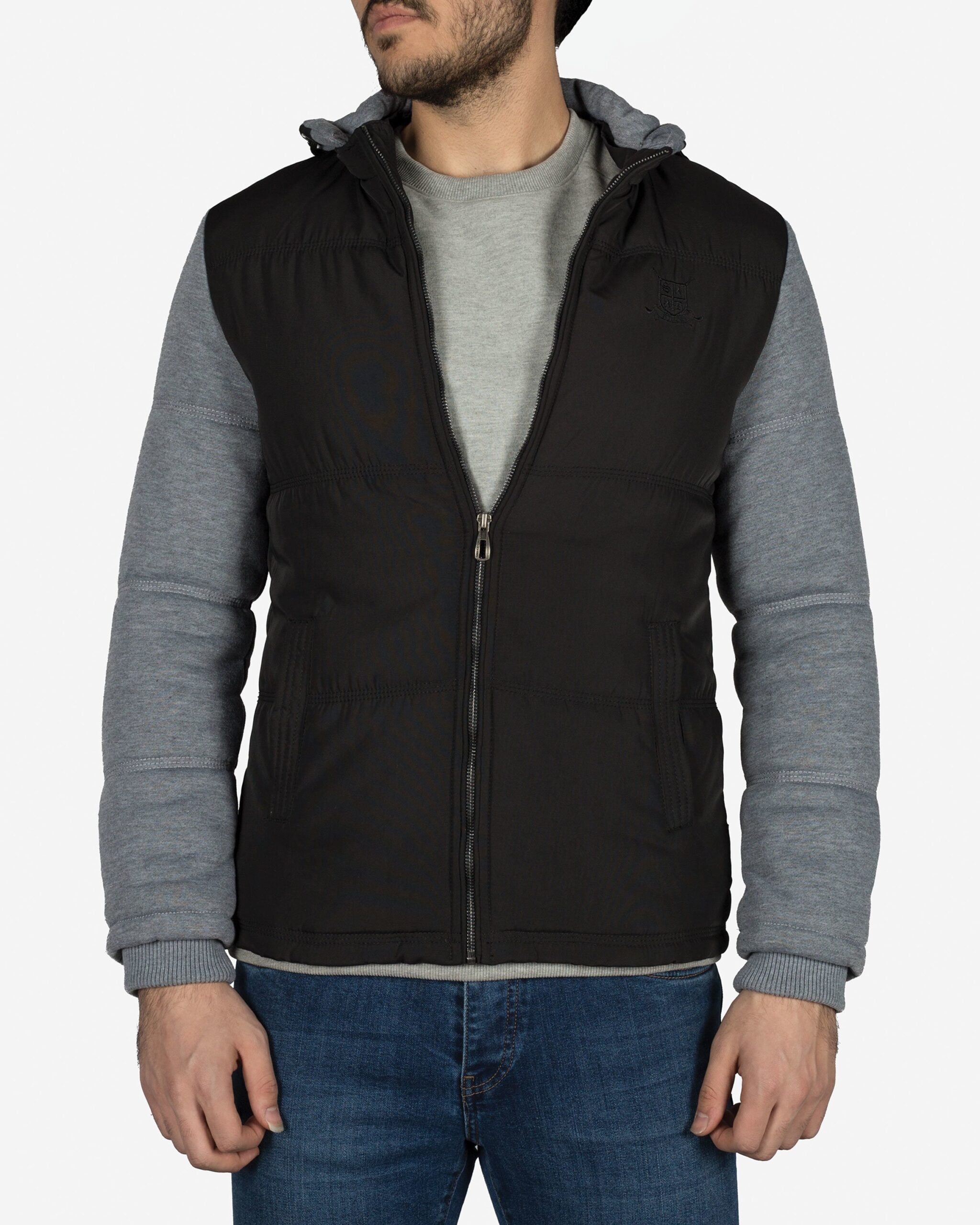 کاپشن آستین پنبه ای مردانه - مشکی - رو به‌ رو