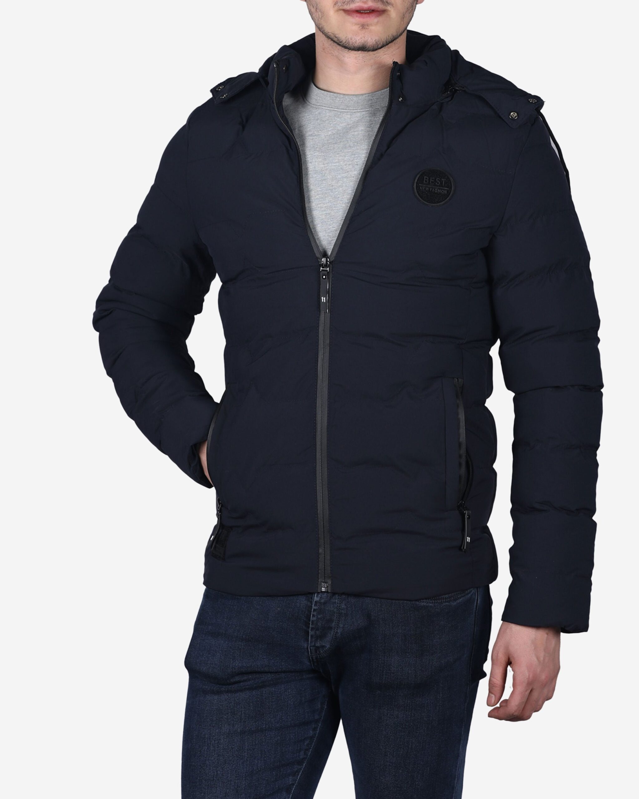 کاپشن بادی کوتاه مدل best کانی‌راش - سرمه‌ای - روبه‌رو