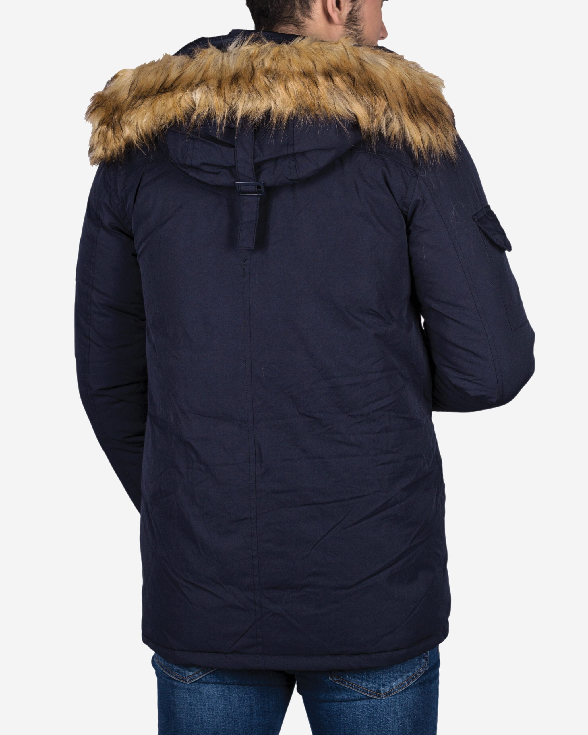 کاپشن خزدار مردانه - سرمه ای - پشت - خرید اینترنتی لباس - فروشگاه اینترنتی لباس سارابارا