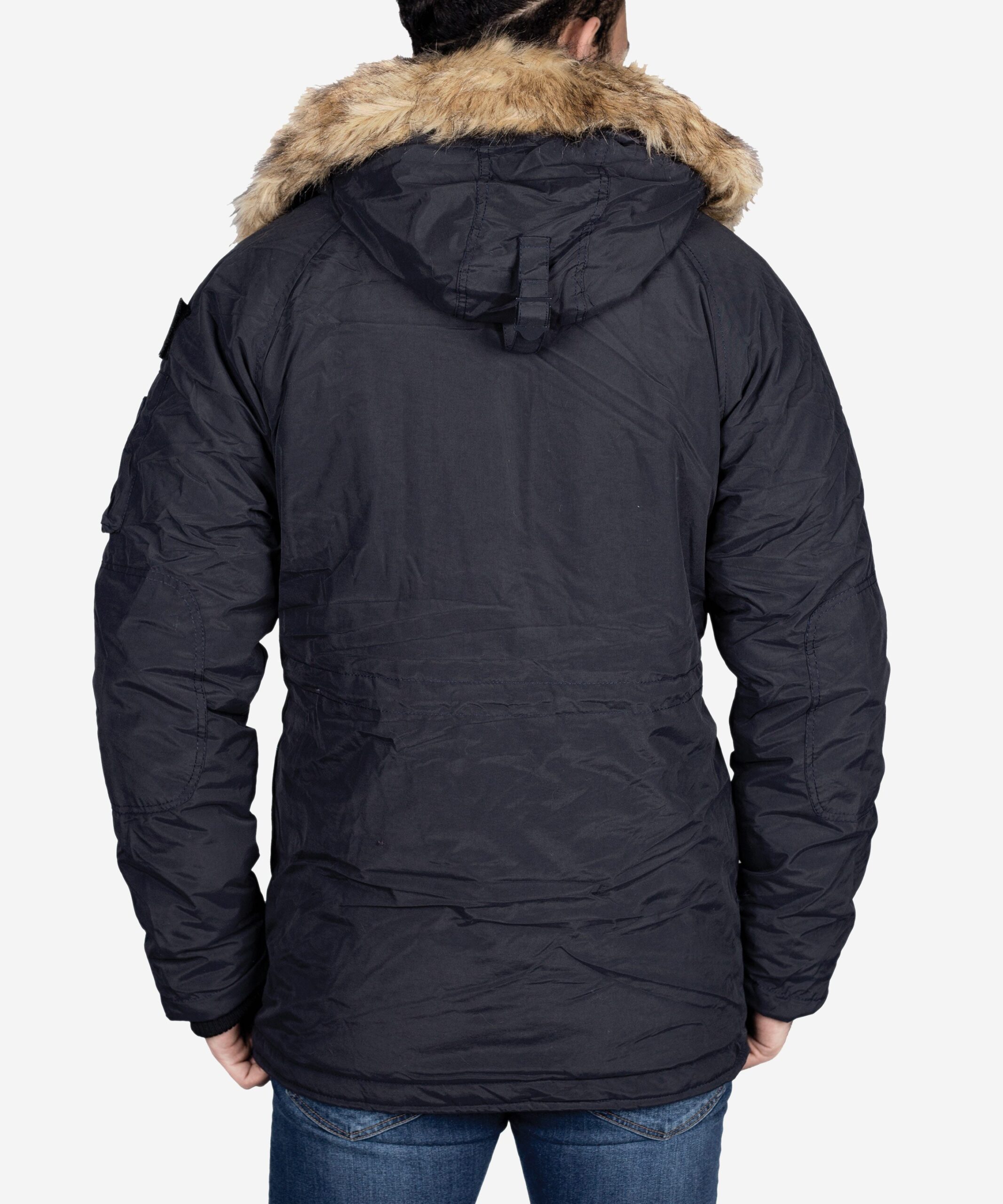 کاپشن خزدار کوتاه کانی‌راش - سرمه‌ای - پشت