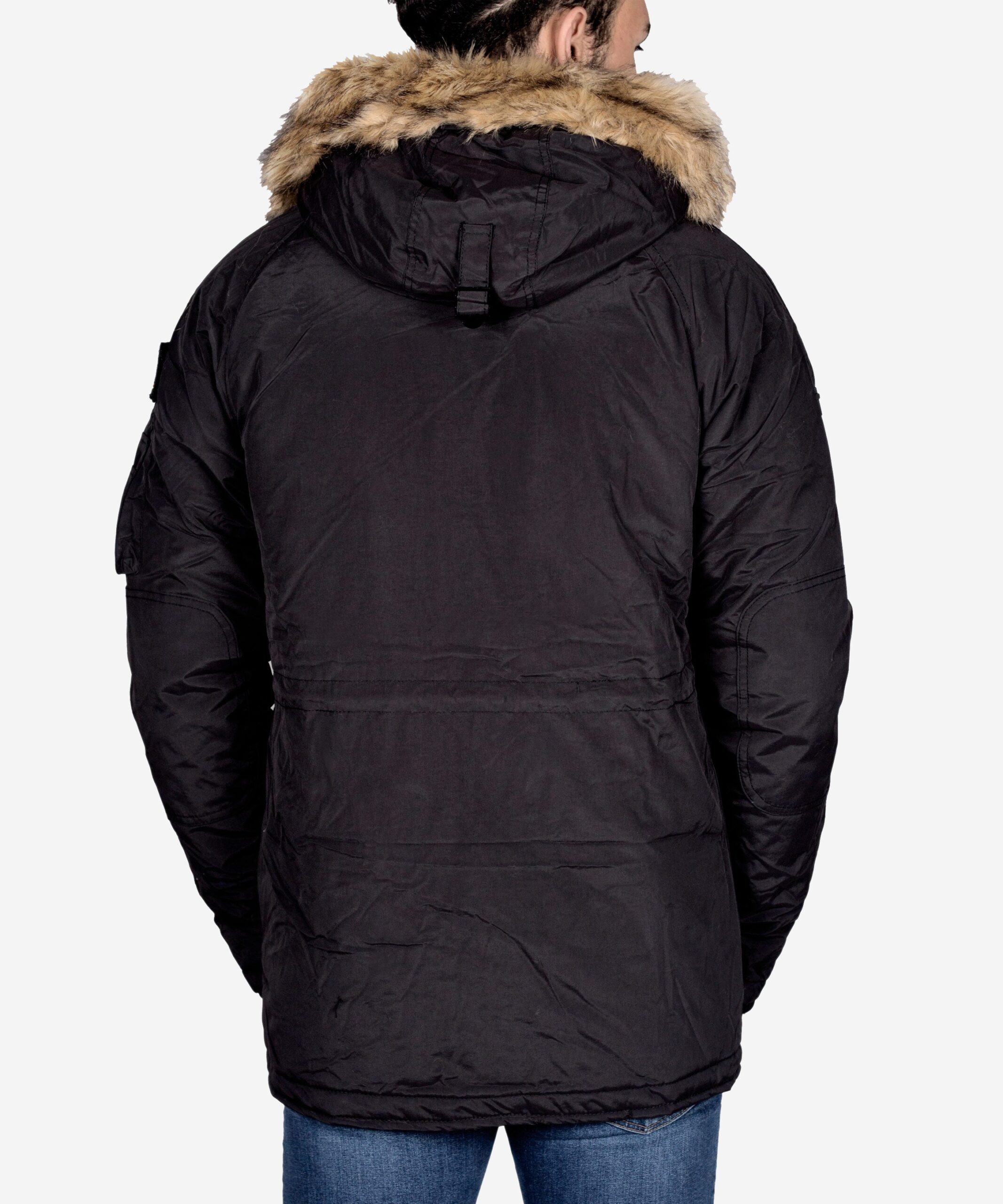 کاپشن خزدار کوتاه کانی‌راش - مشکی - پشت