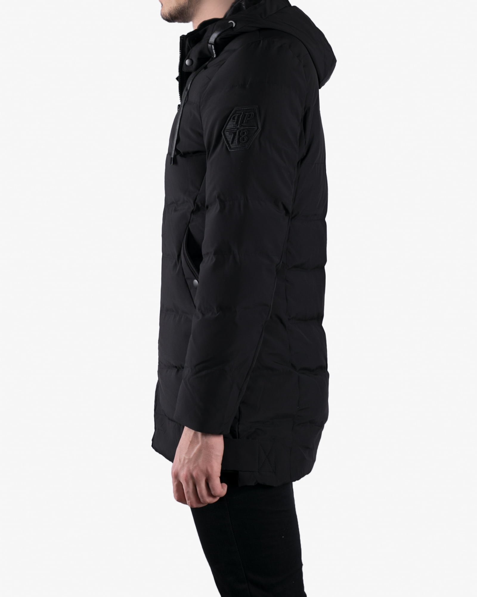 کاپشن دوخت‌دار مشکی - مشکی - بغل