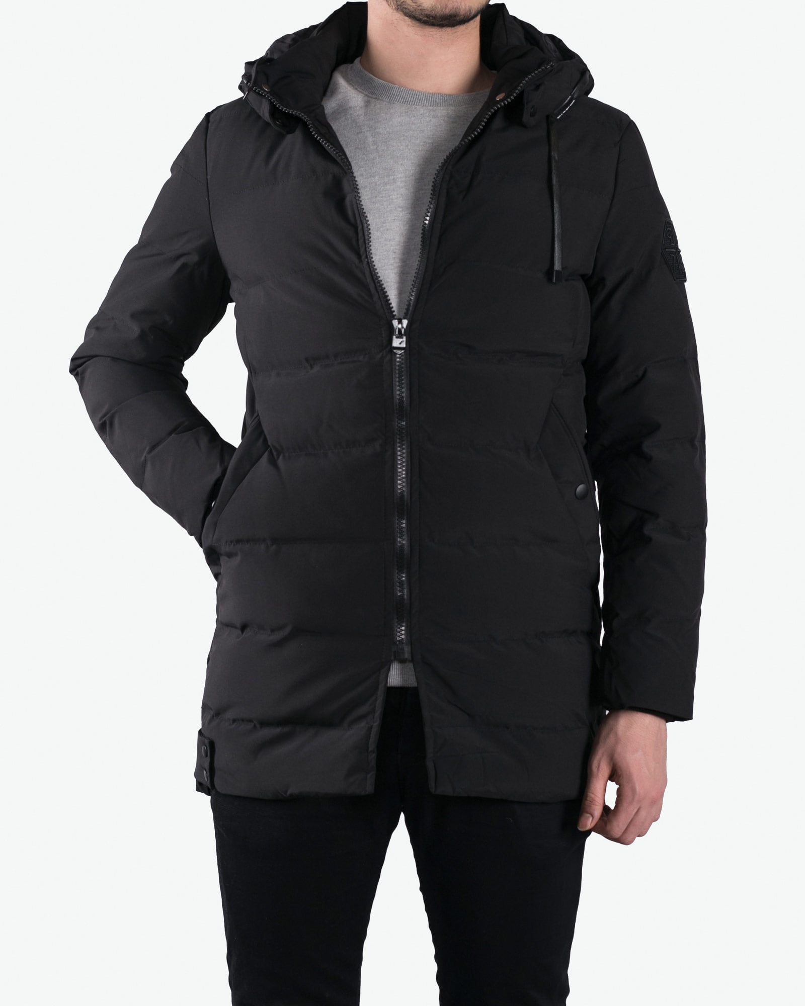 کاپشن دوخت‌دار مشکی - مشکی - رو به رو