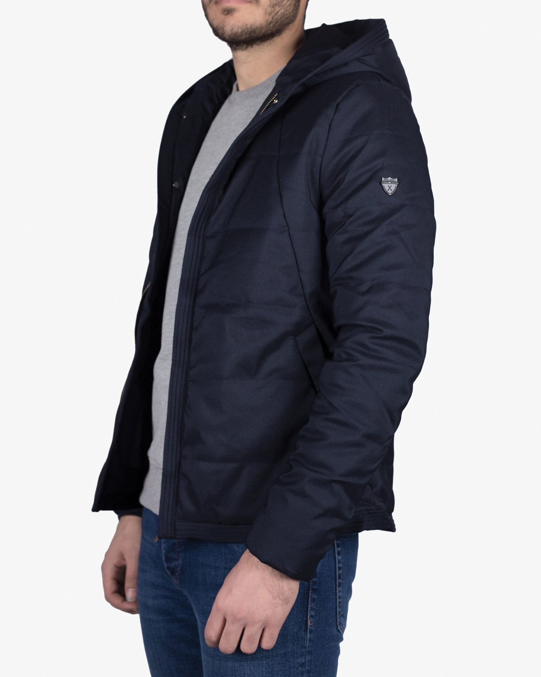 کاپشن کلاه دار مردانه - سرمه‌ای - سه‌رخ