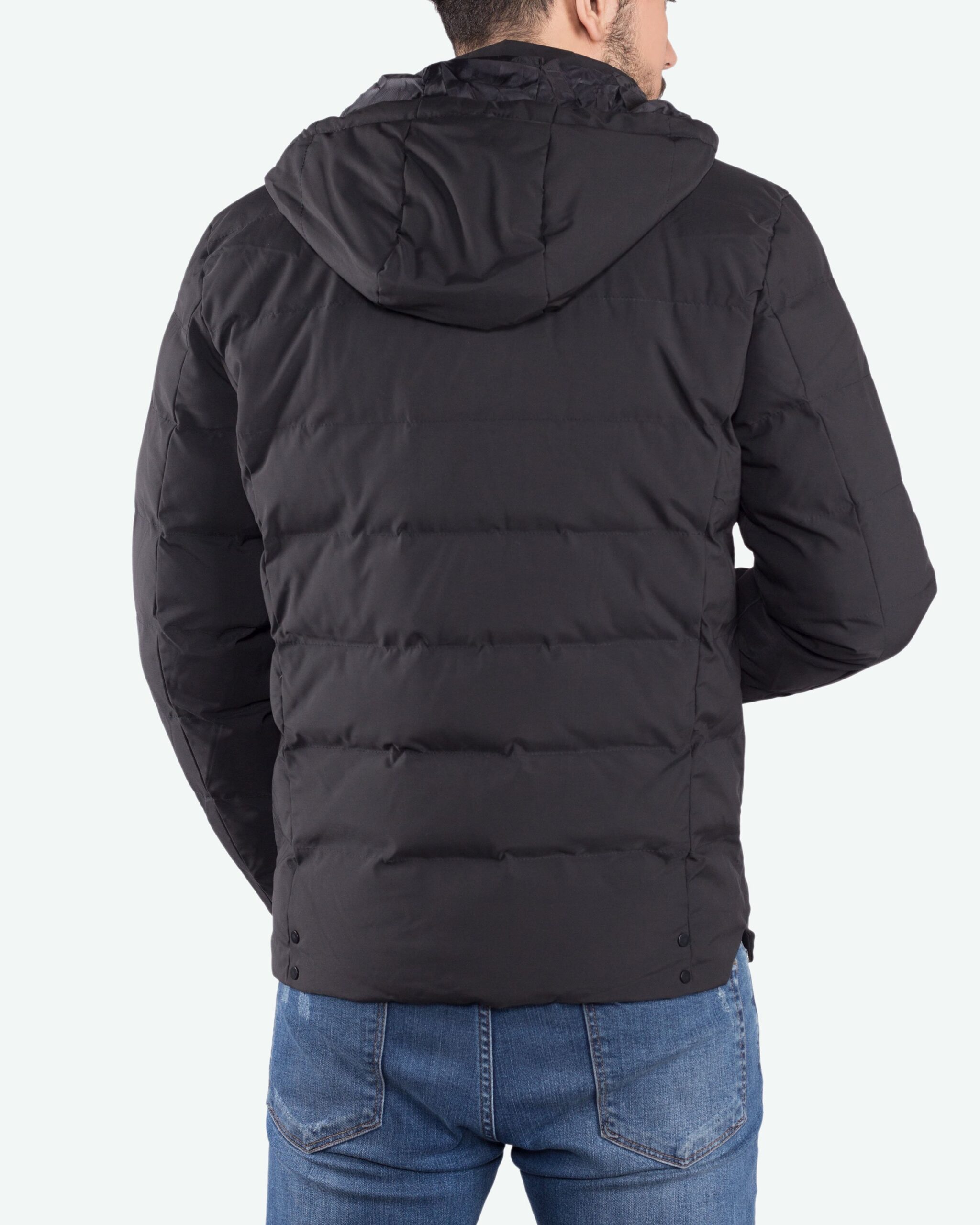 کاپشن مردانه مشکی کوتاه کانی‌ راش - مشکی - پشت