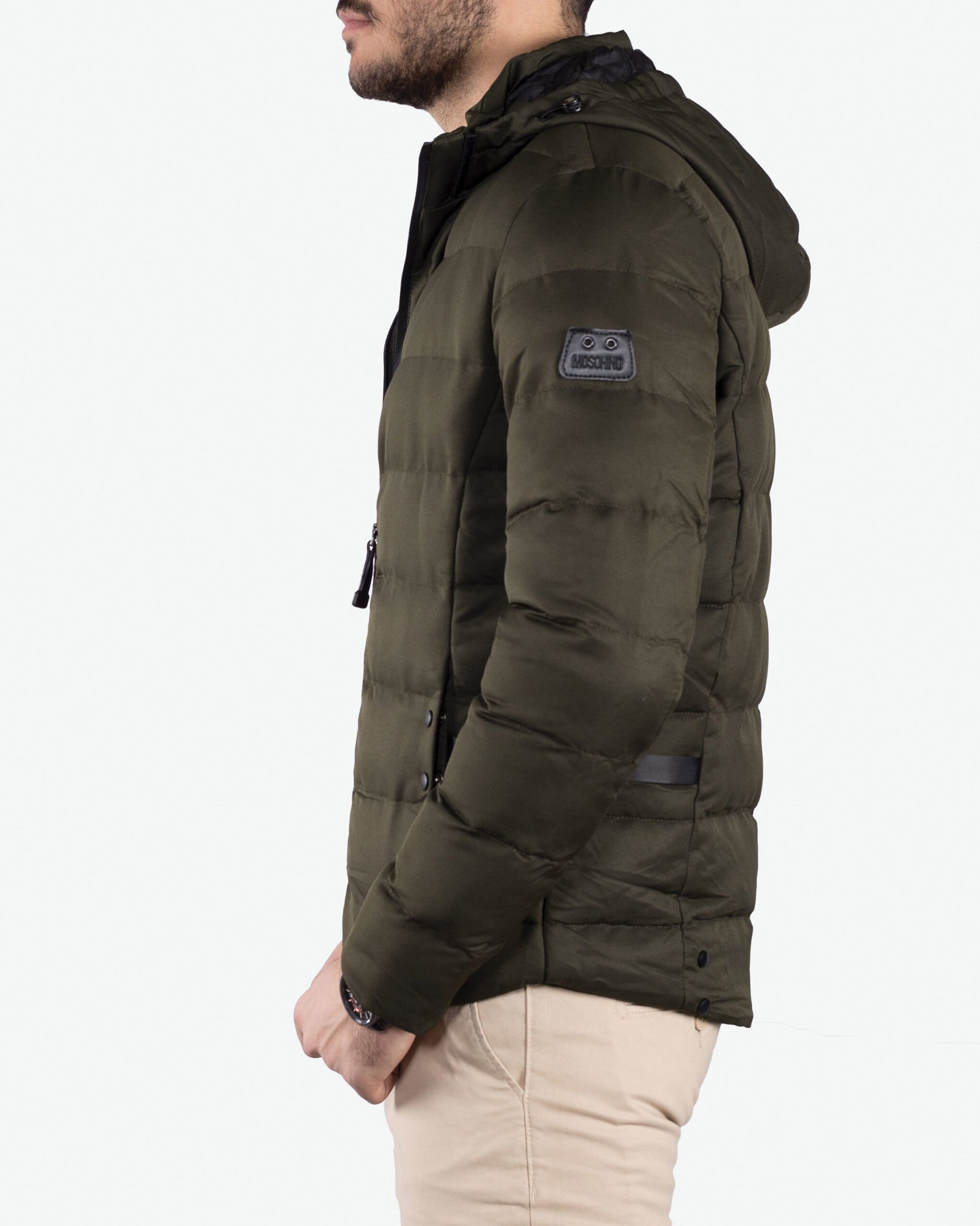 کاپشن دوخت‌دار کوتاه کانی‌راش-سبز ارتشی-بغل