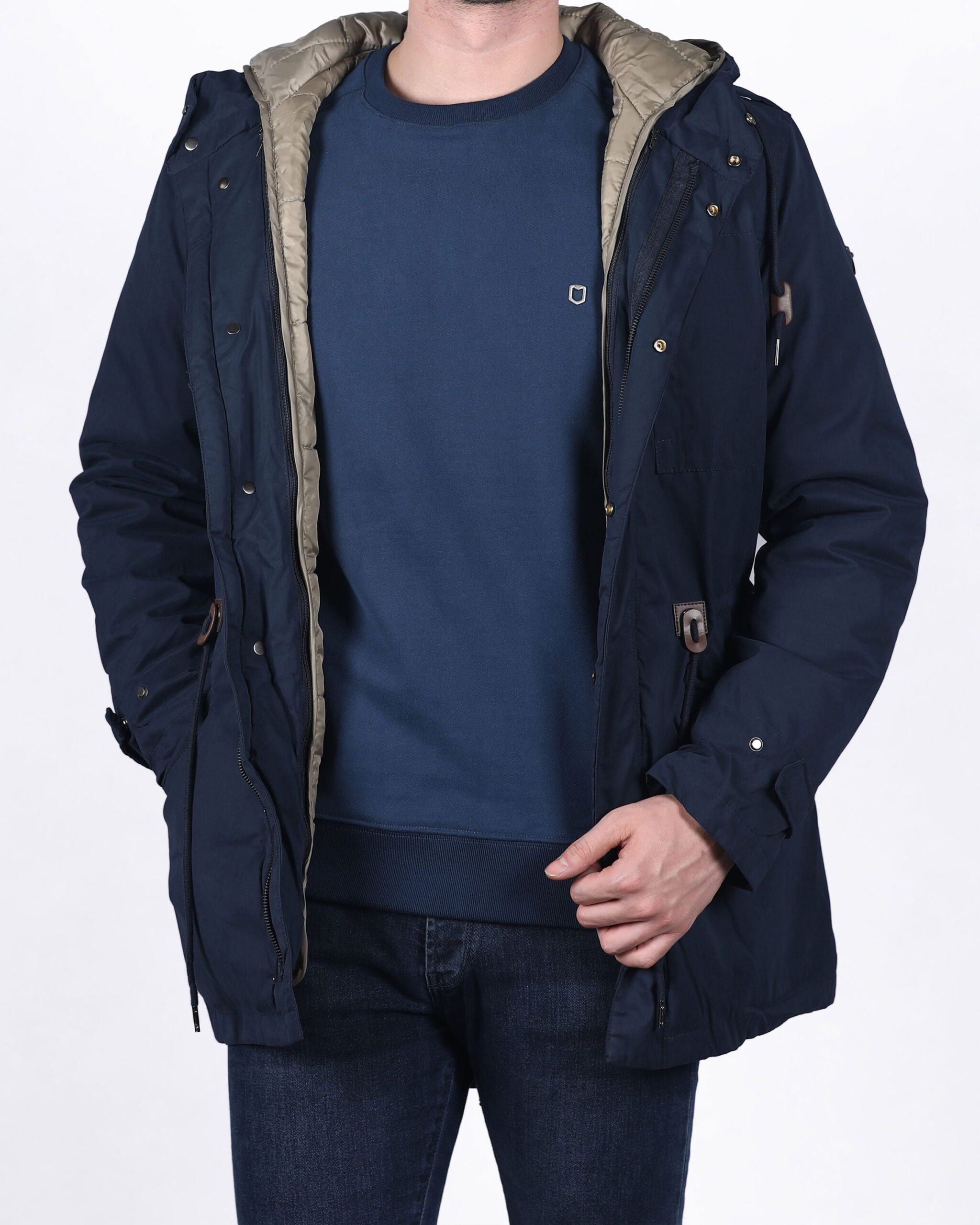 کاپشن دولایه‌ی کانی‌راش - سرمه‌ای - روبه‌رو