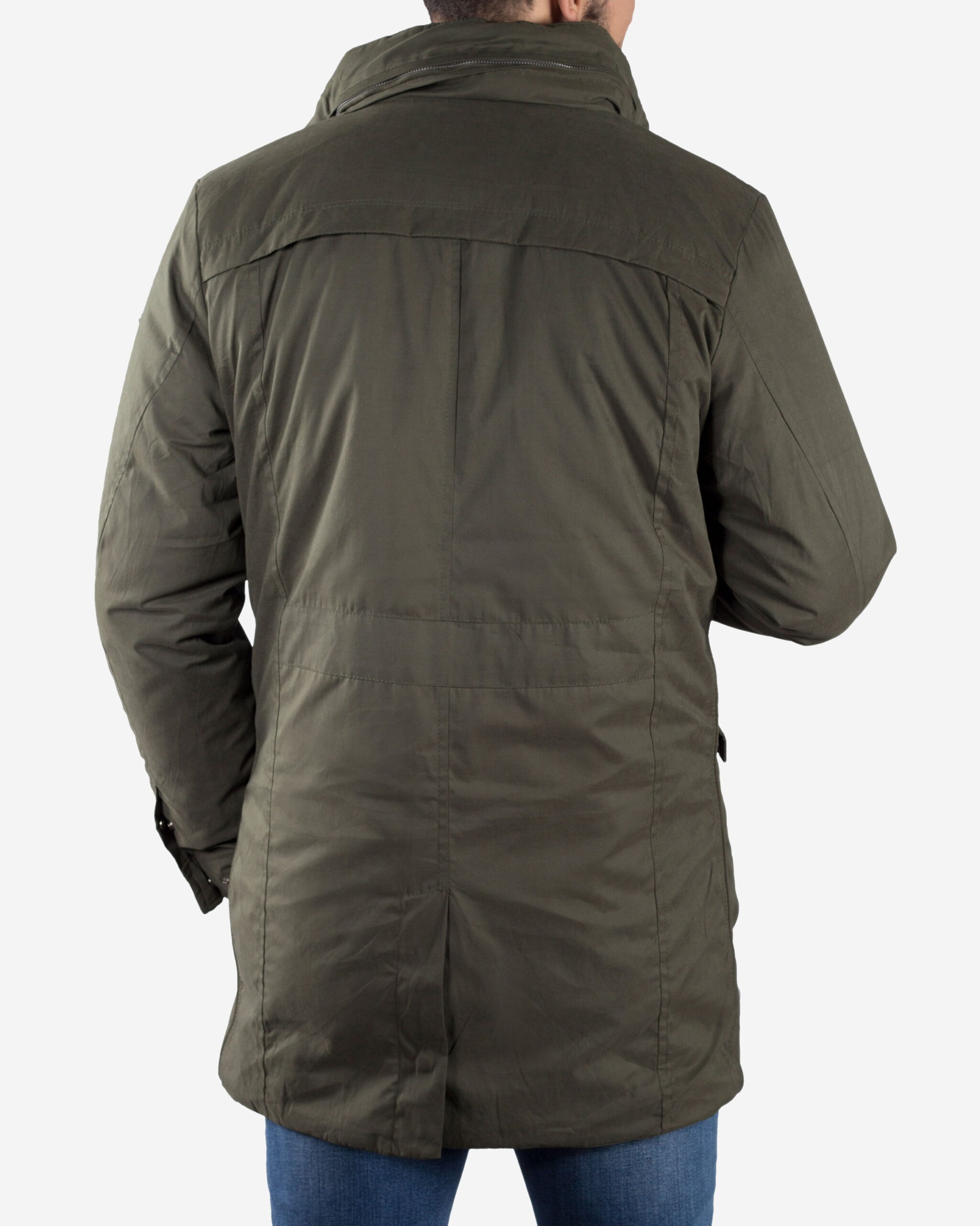 کاپشن دولایه‌ی کتانی کانی‌راش - سبز ارتشی - پشت