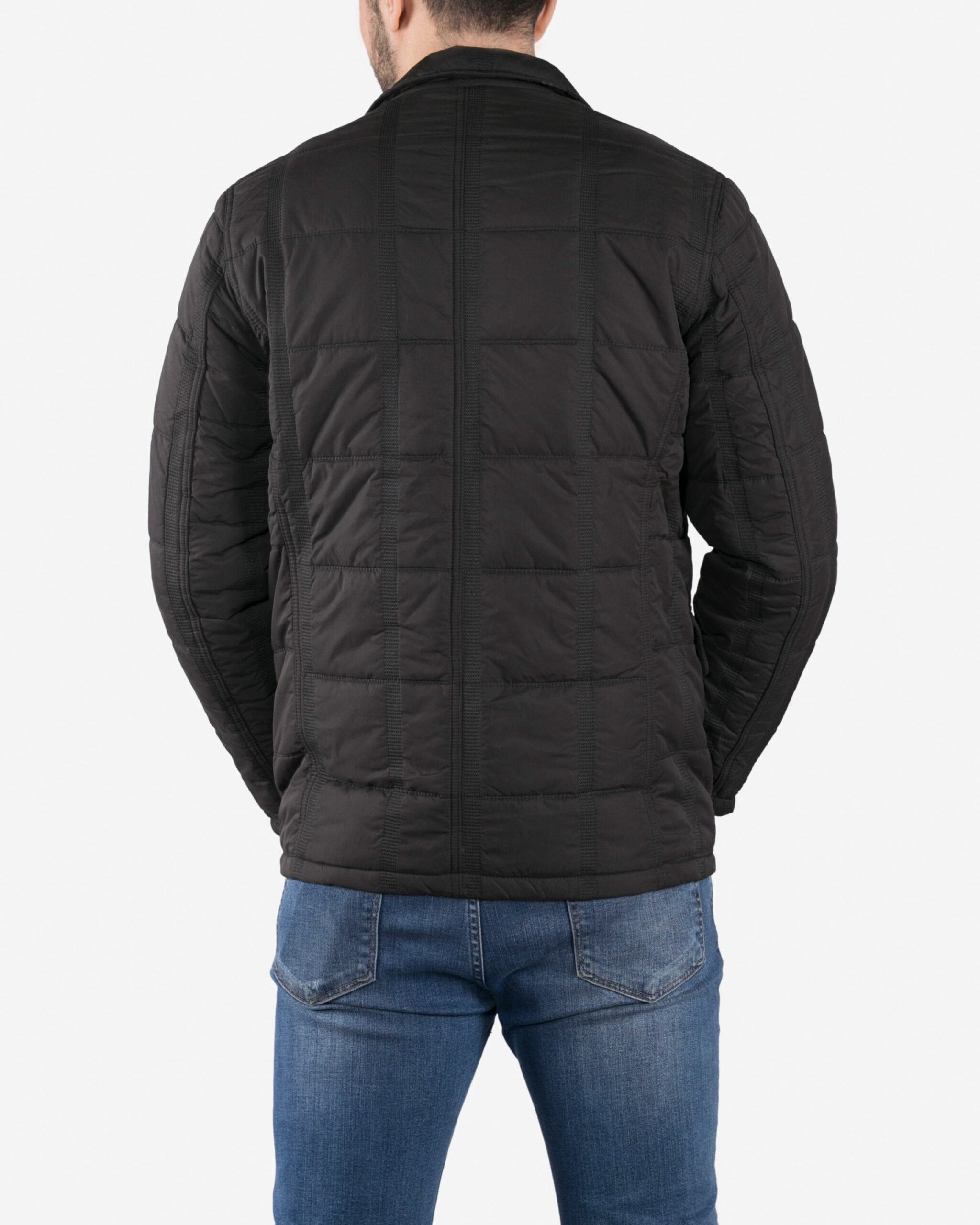 کاپشن زمستانی چهار جیب مردانه - مشکی - پشت