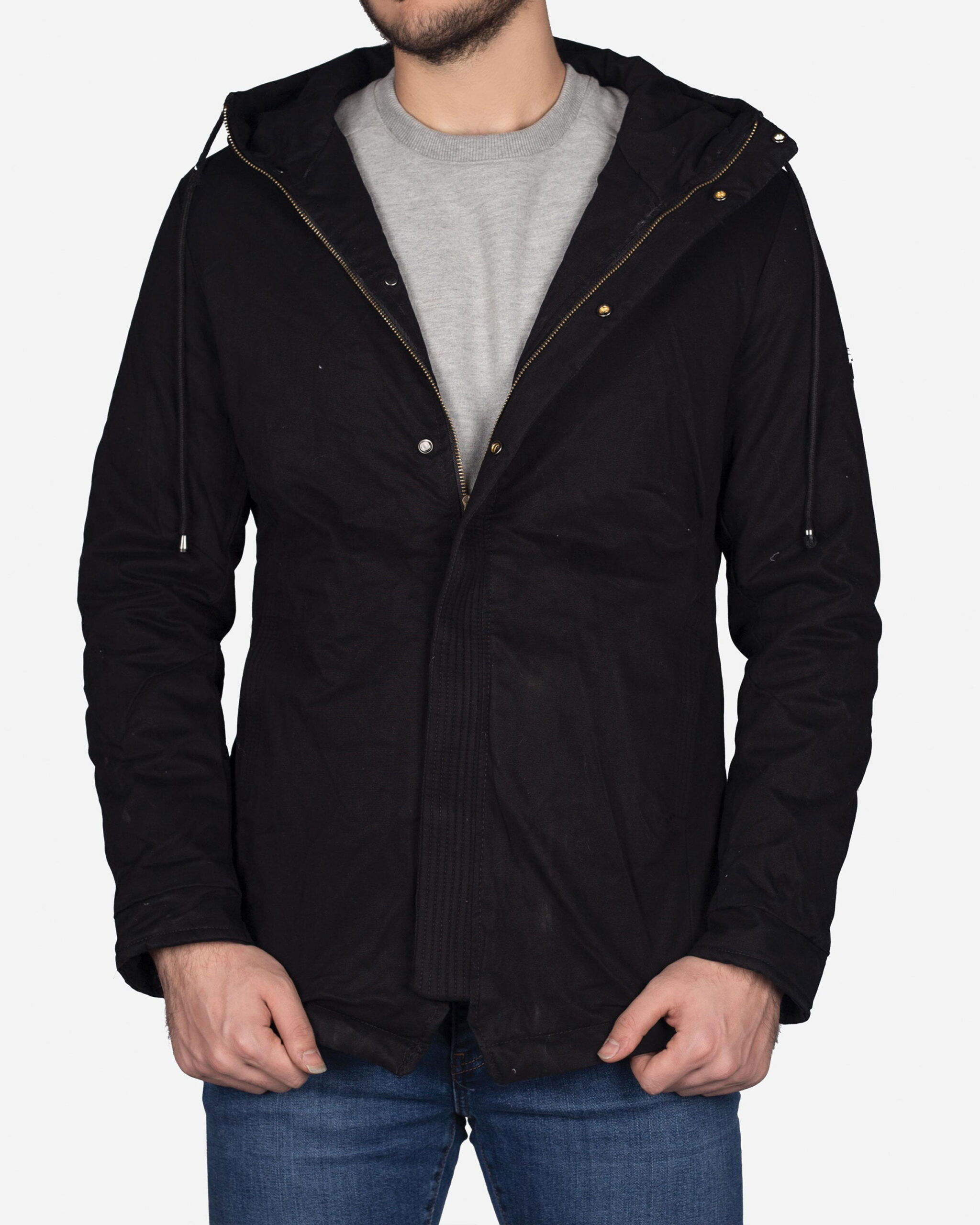 کاپشن ساده‌ی کانی‌راش - مشکی - روبه‌رو