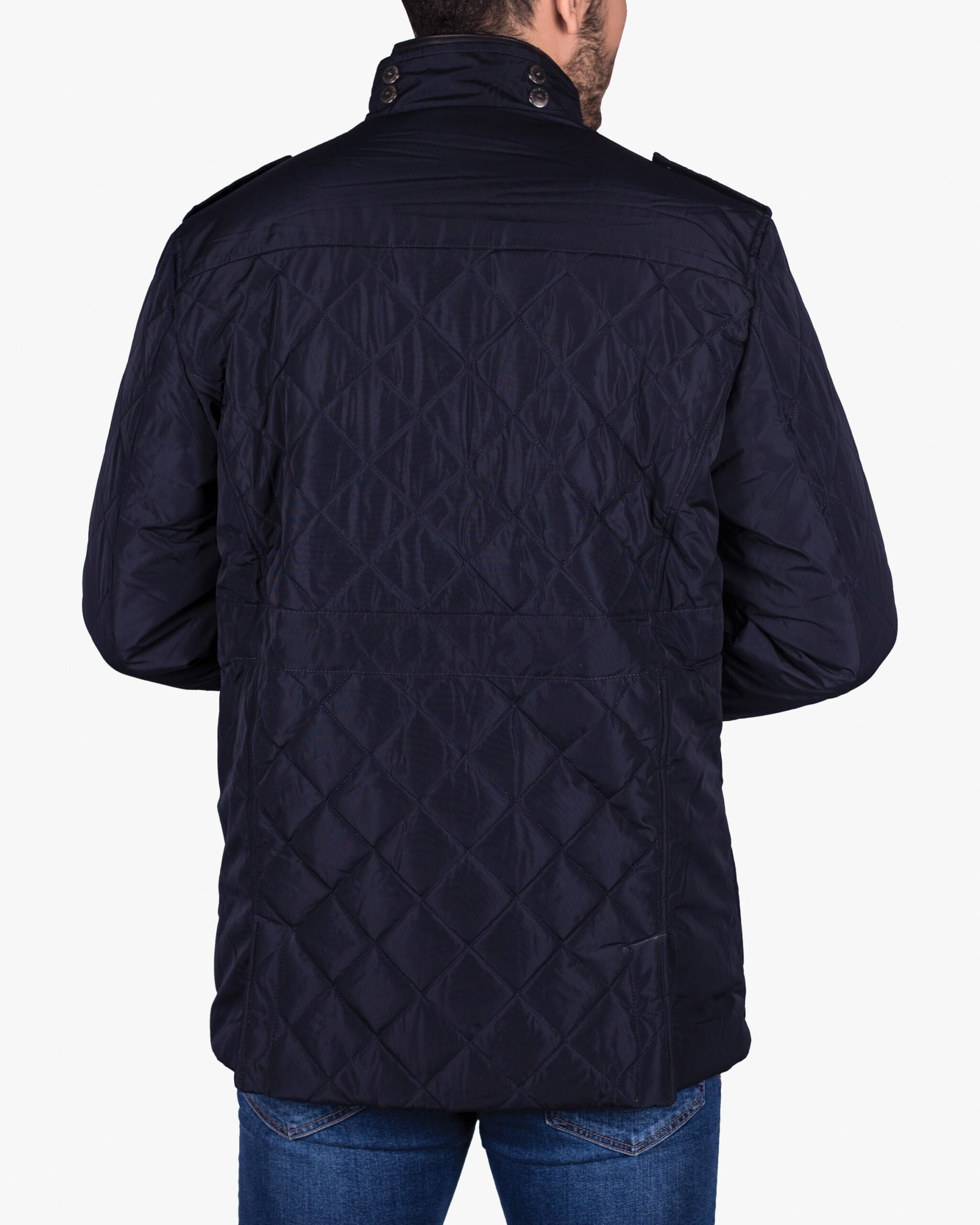 کاپشن کوتاه چهار جیب مردانه - سرمه‌ ای - پشت