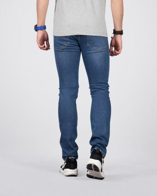 شلوار جین مردانه ساده راسته - آبی - پشت