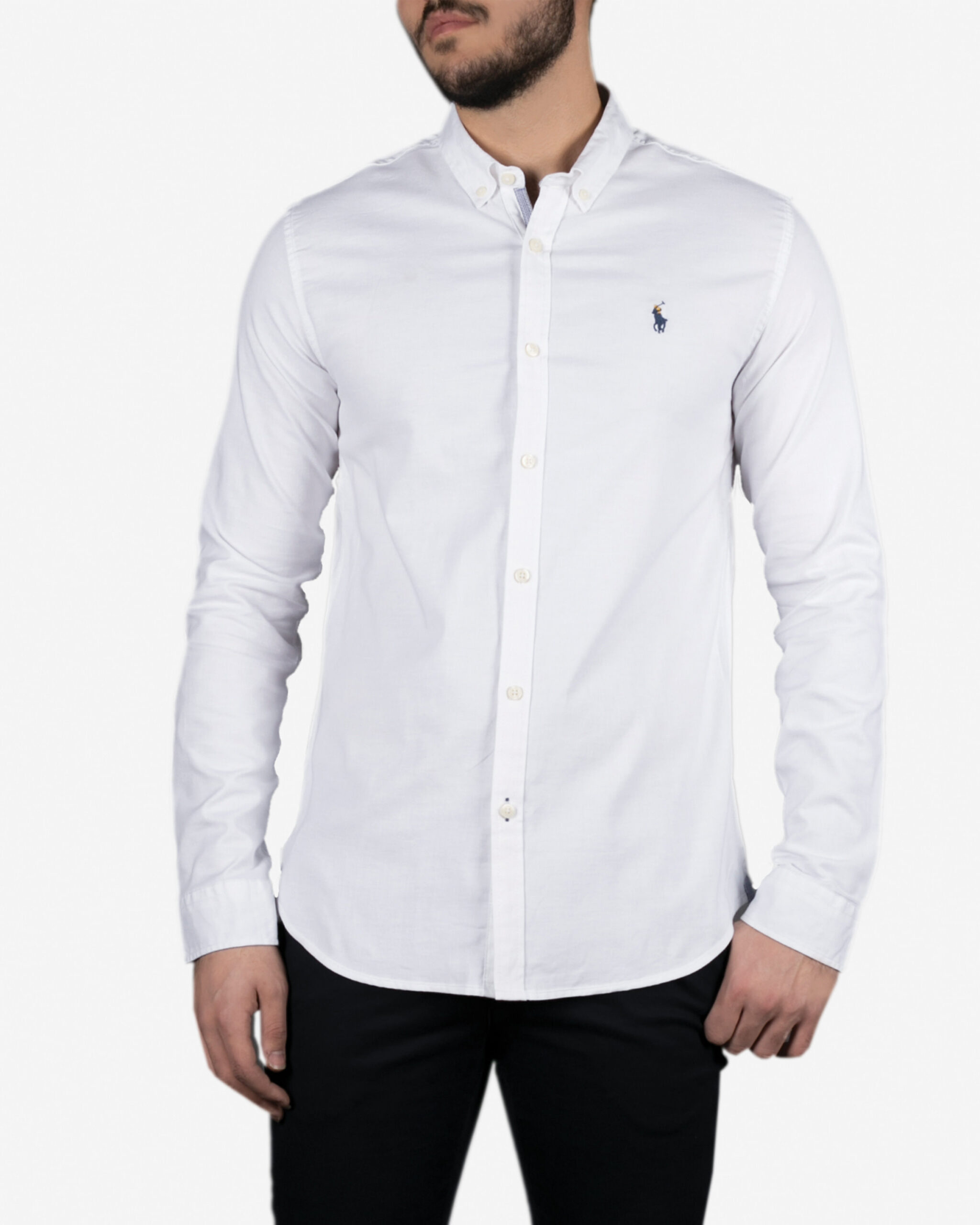 پیراهن مردانه ساده سفید آستین بلند - سفید - رو به رو