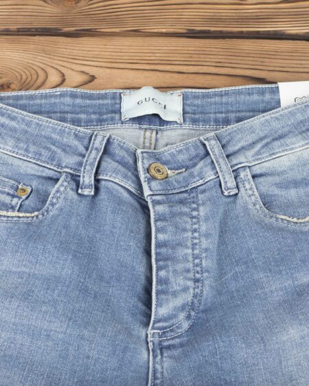 شلوار جین مردانه جذب زاپ دار - آبی - دکمه