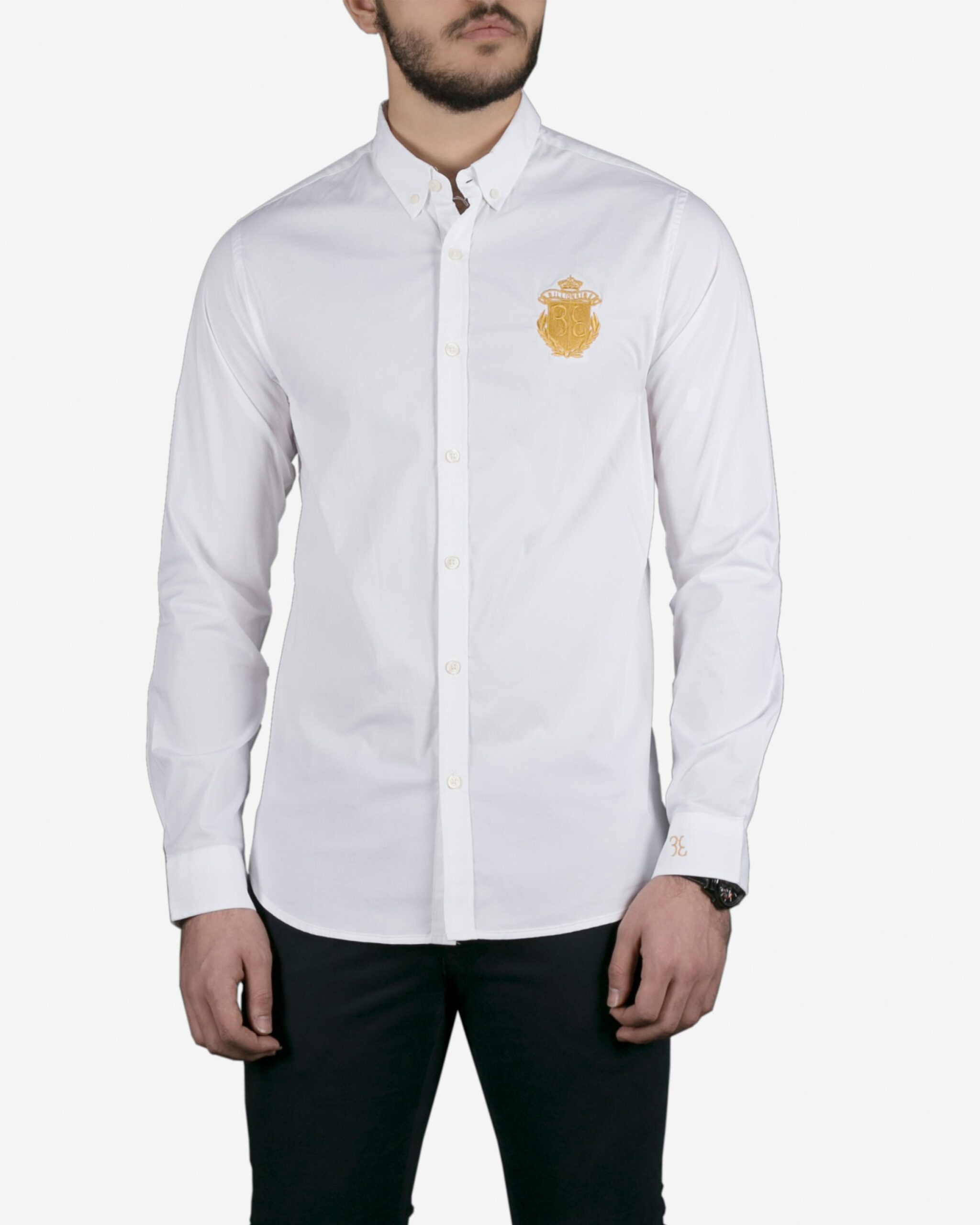 پیراهن مردانه آستین بلند سفید - سفید - رو به رو