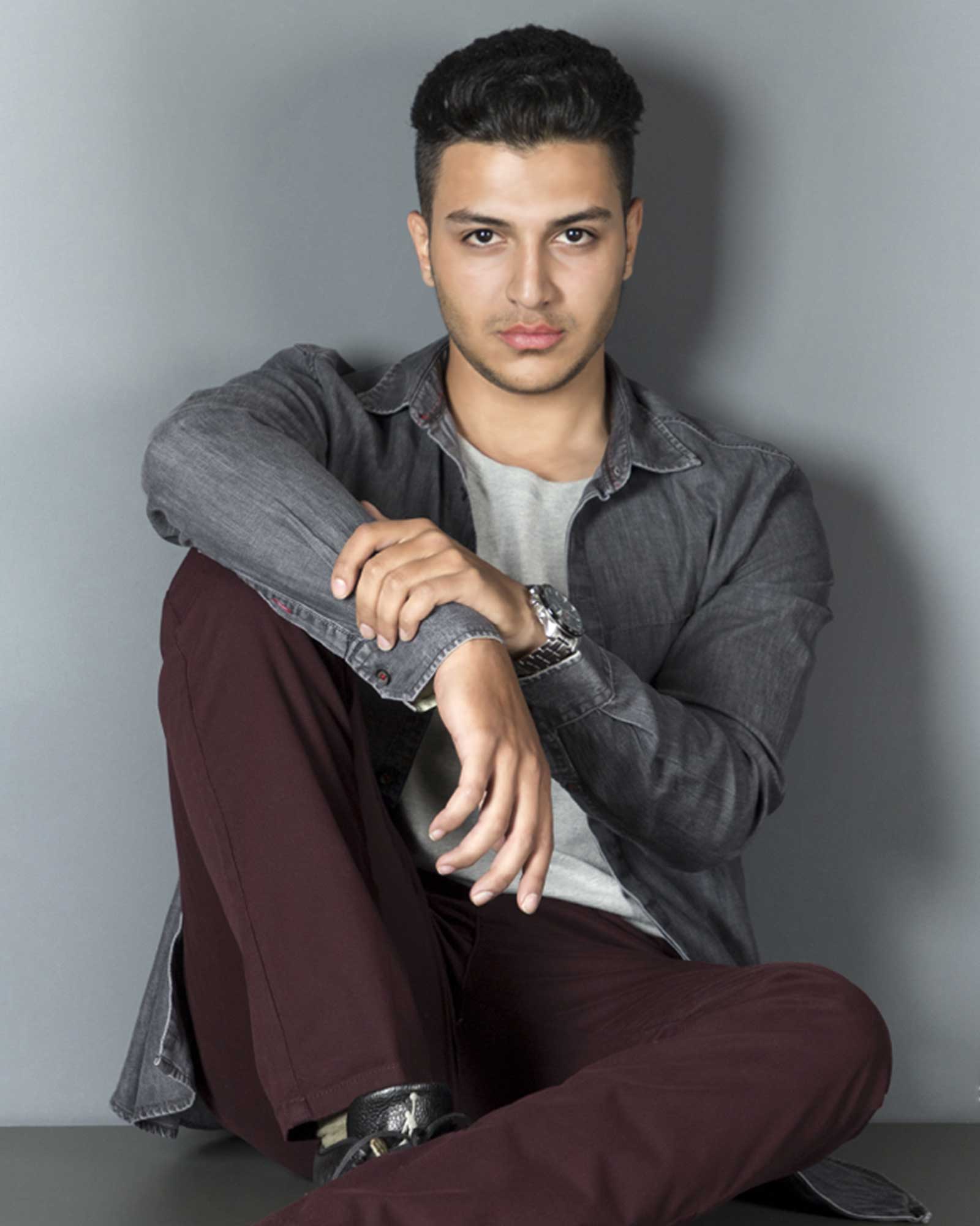 پیراهن جین خاکستری تیره مردانه - خاکستری تیره - محیطی