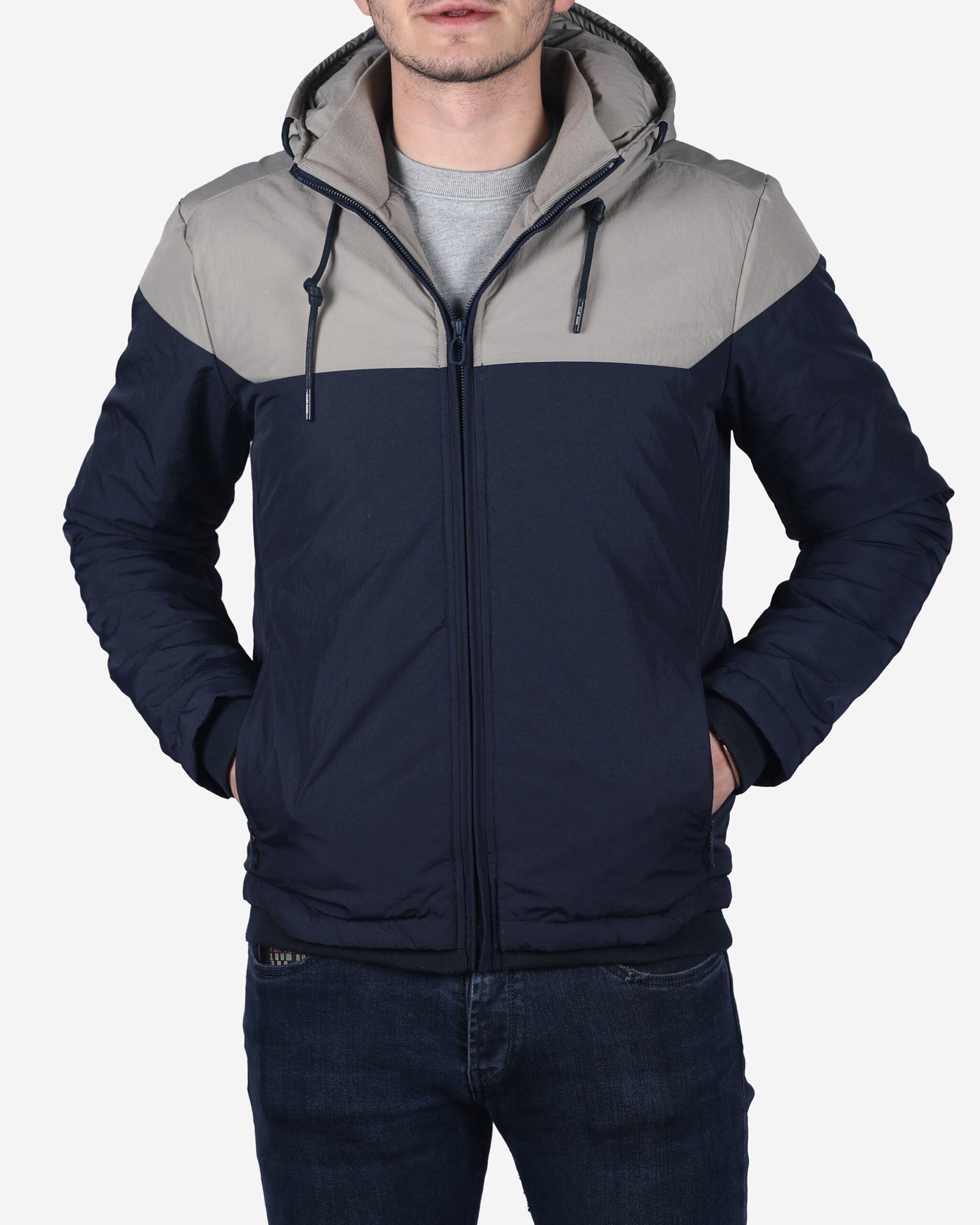 کاپشن مردانه دورنگ - سرمه‌ای - روبه‌رو - خرید اینترنتی - فروشگاه اینترنتی لباس سارابارا