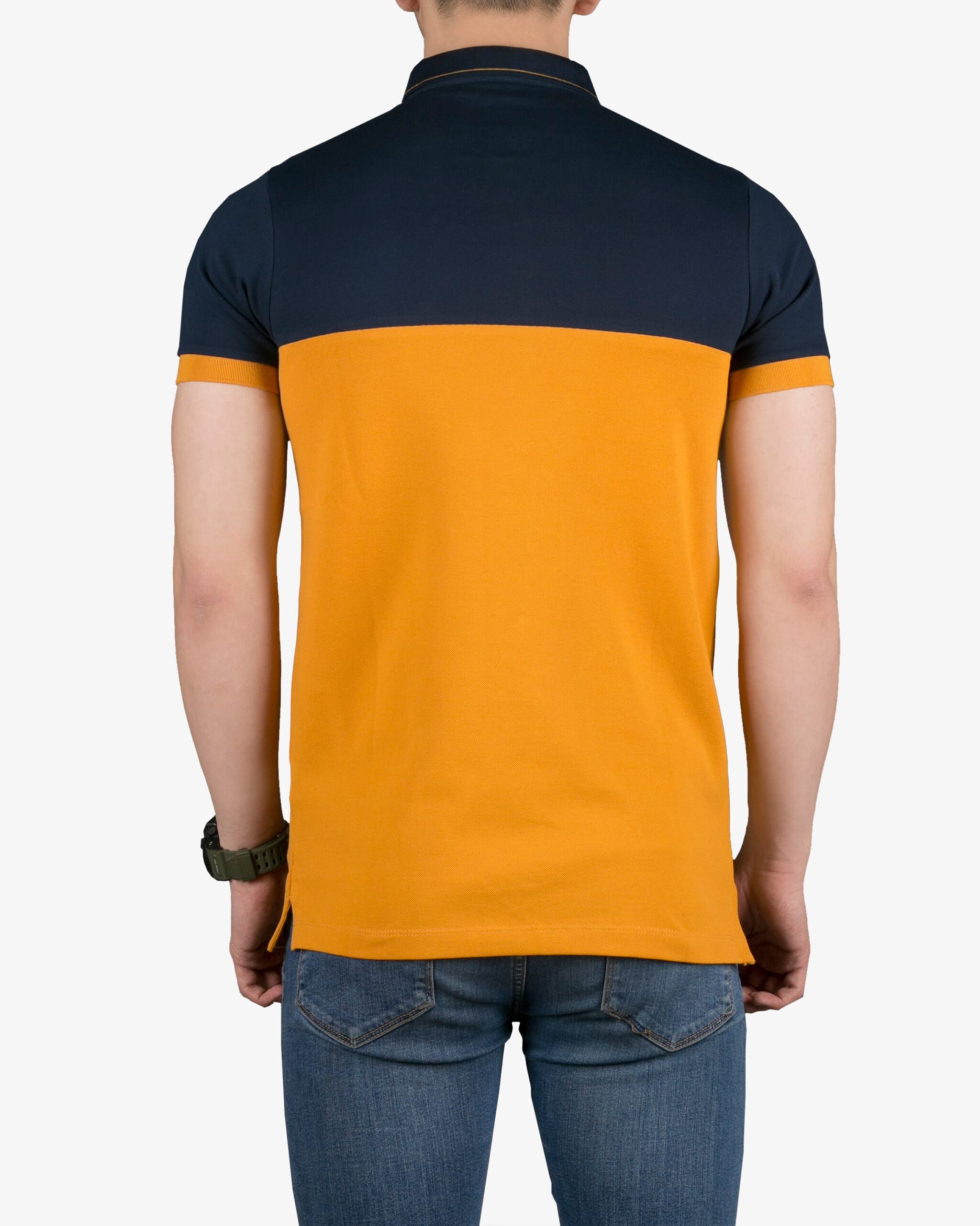 پولوشرت مردانه دورنگ - خردلی - پشت - خرید اینترنتی لباس - فروشگاه اینترنتی لباس سارابارا