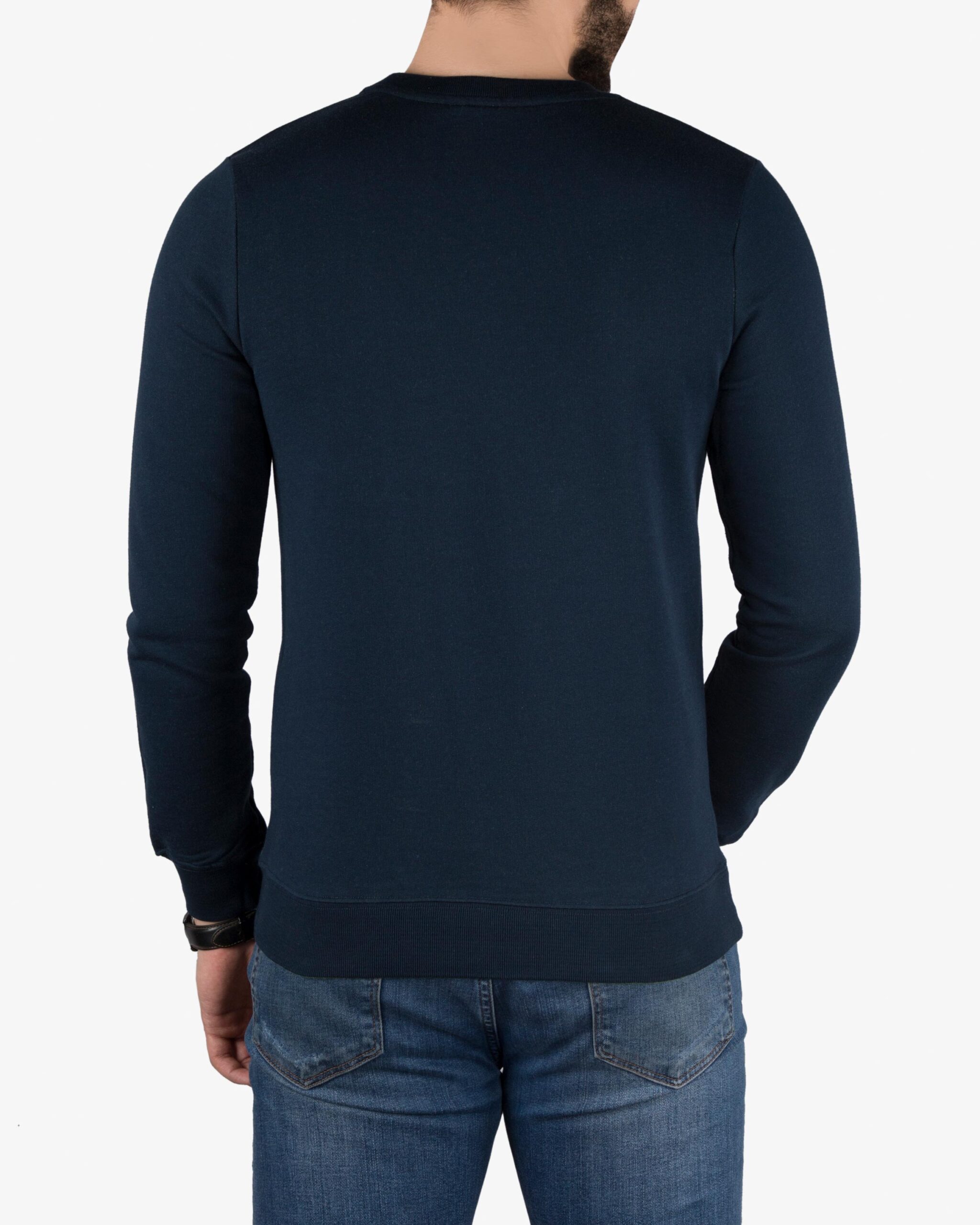 پلیور مردانه نخی ساده - سرمه‌ای - پشت