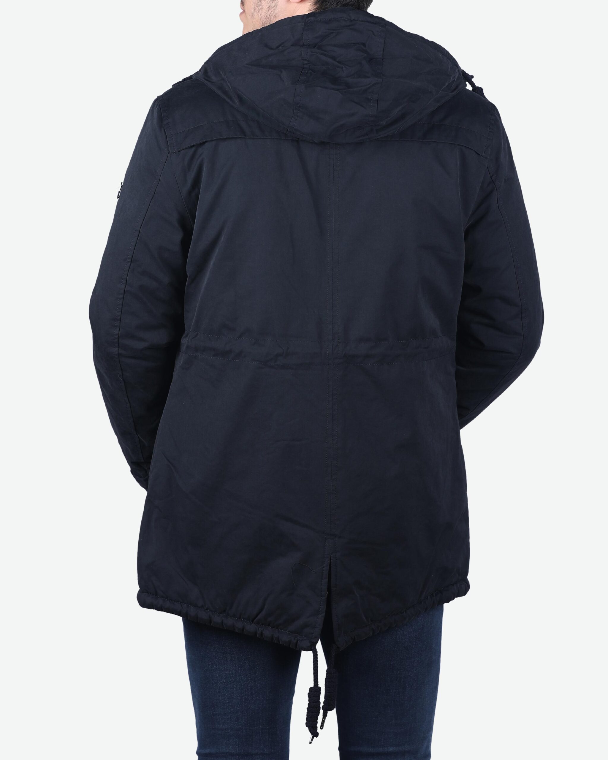 کاپشن بلند کتانی کانی‌ راش - سرمه‌ای - پشت