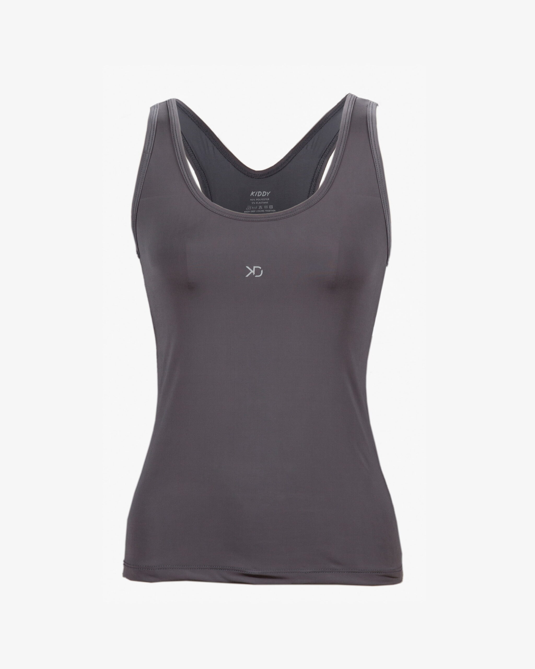 تاپ زنانه دوبنده یقه گرد - سربی تیره - روبه‌رو - خرید اینترنتی لباس - فروشگاه اینترنتی لباس سارابارا