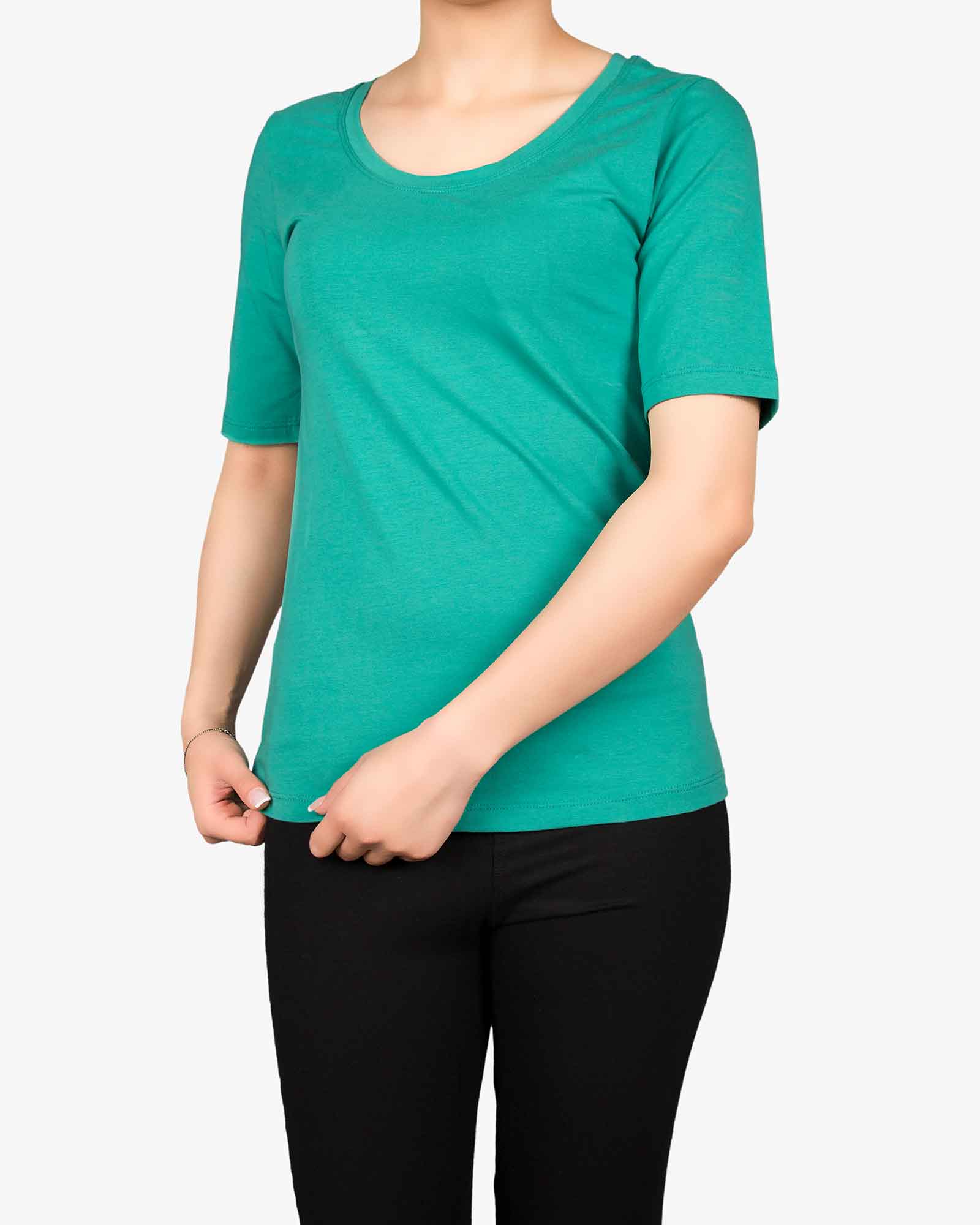 تیشرت دخترانه - آستین سه ربع - سبز - رو به‌رو