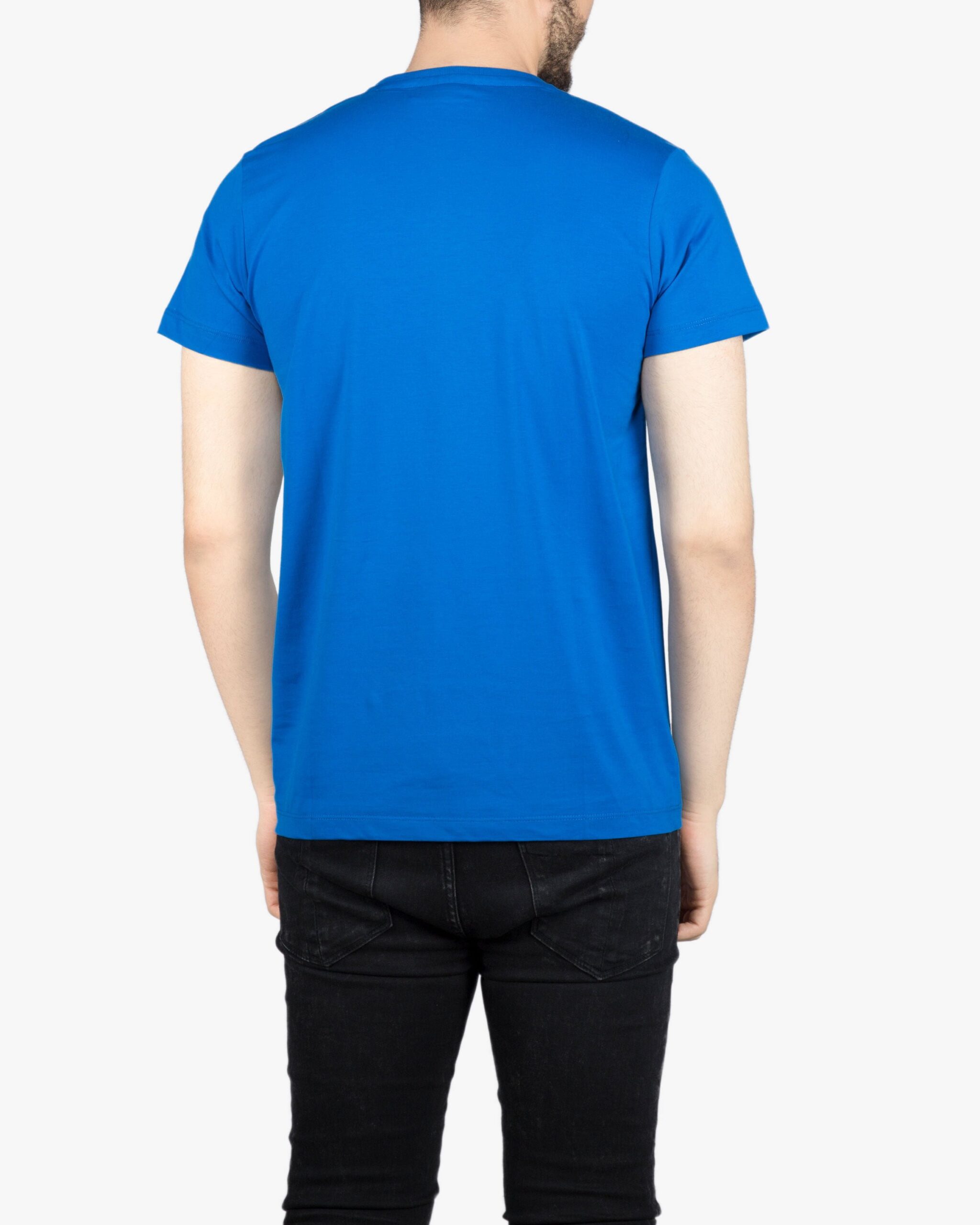 تیشرت ساده‌ی نخی پنبه‌ای - آبی - پشت