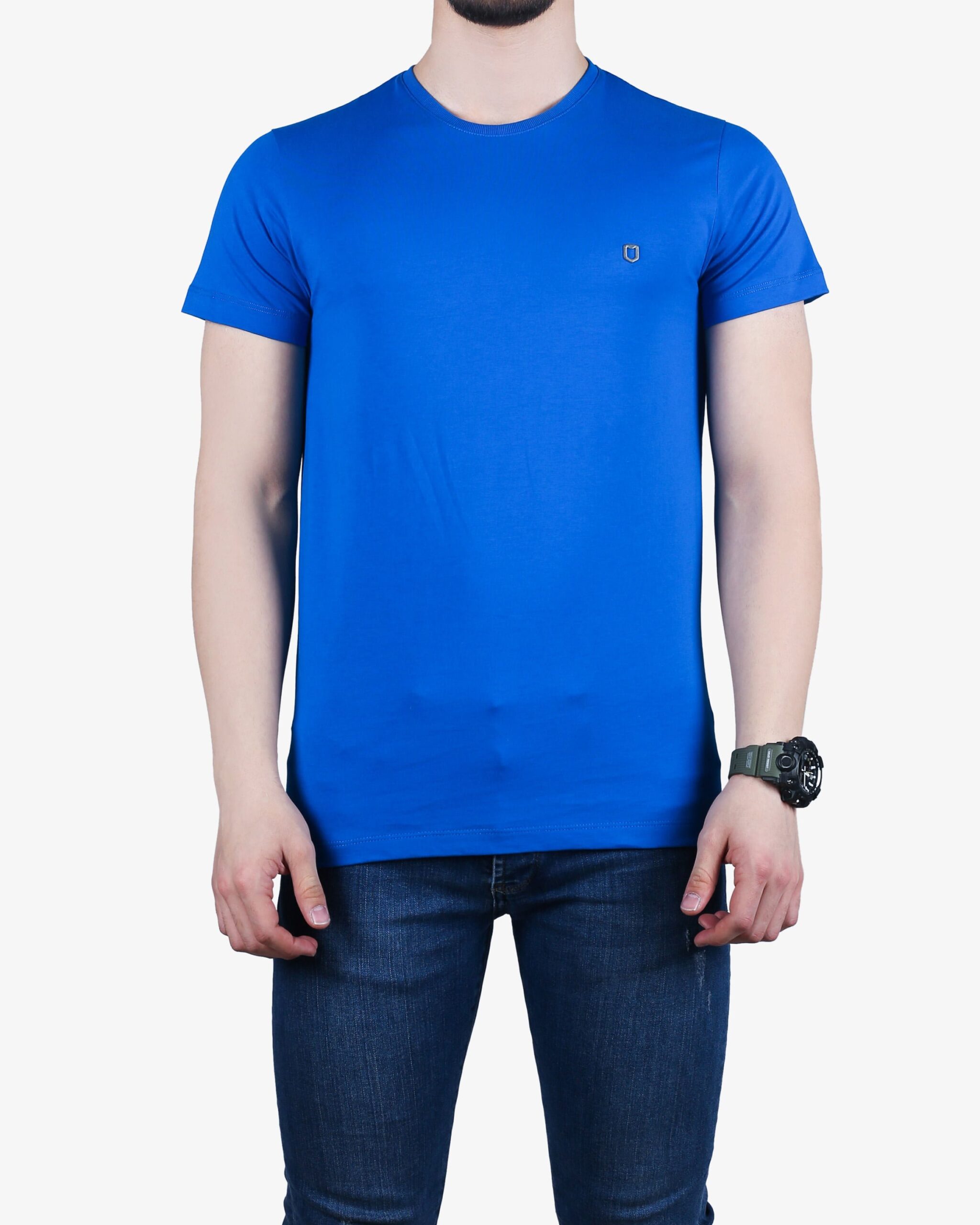 تیشرت‌های ساده‌ی نخی پنبه‌ای - آبی نفتی - روبه‌رو