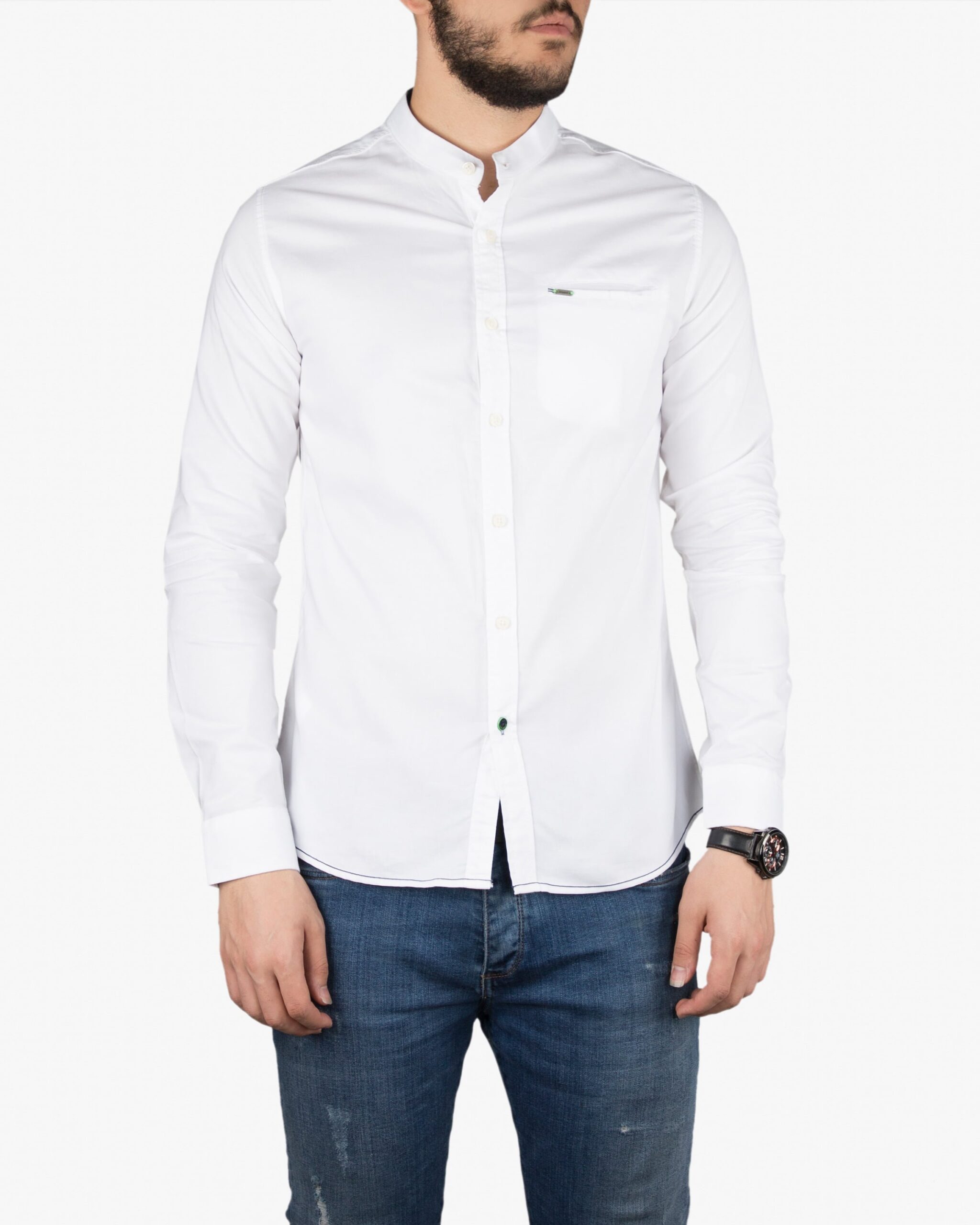 پیراهن یقه دیپلمات - سفید - روبه‌رو