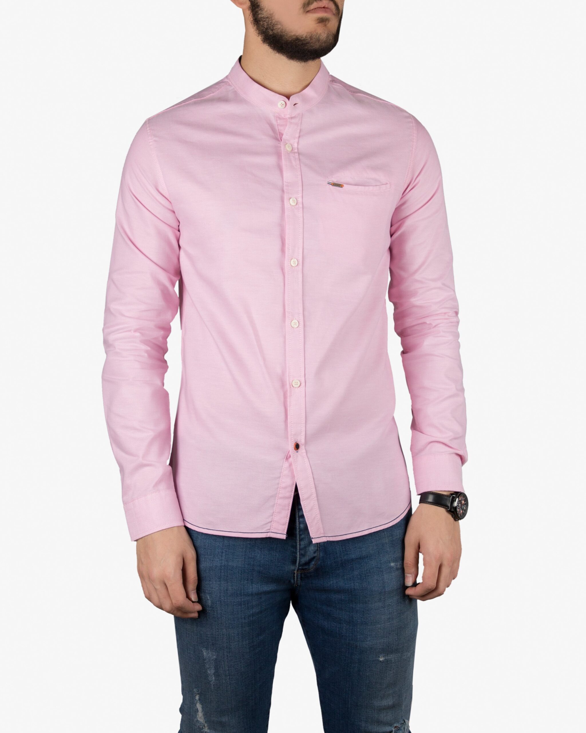 پیراهن یقه دیپلمات - صورتی - روبه‌رو