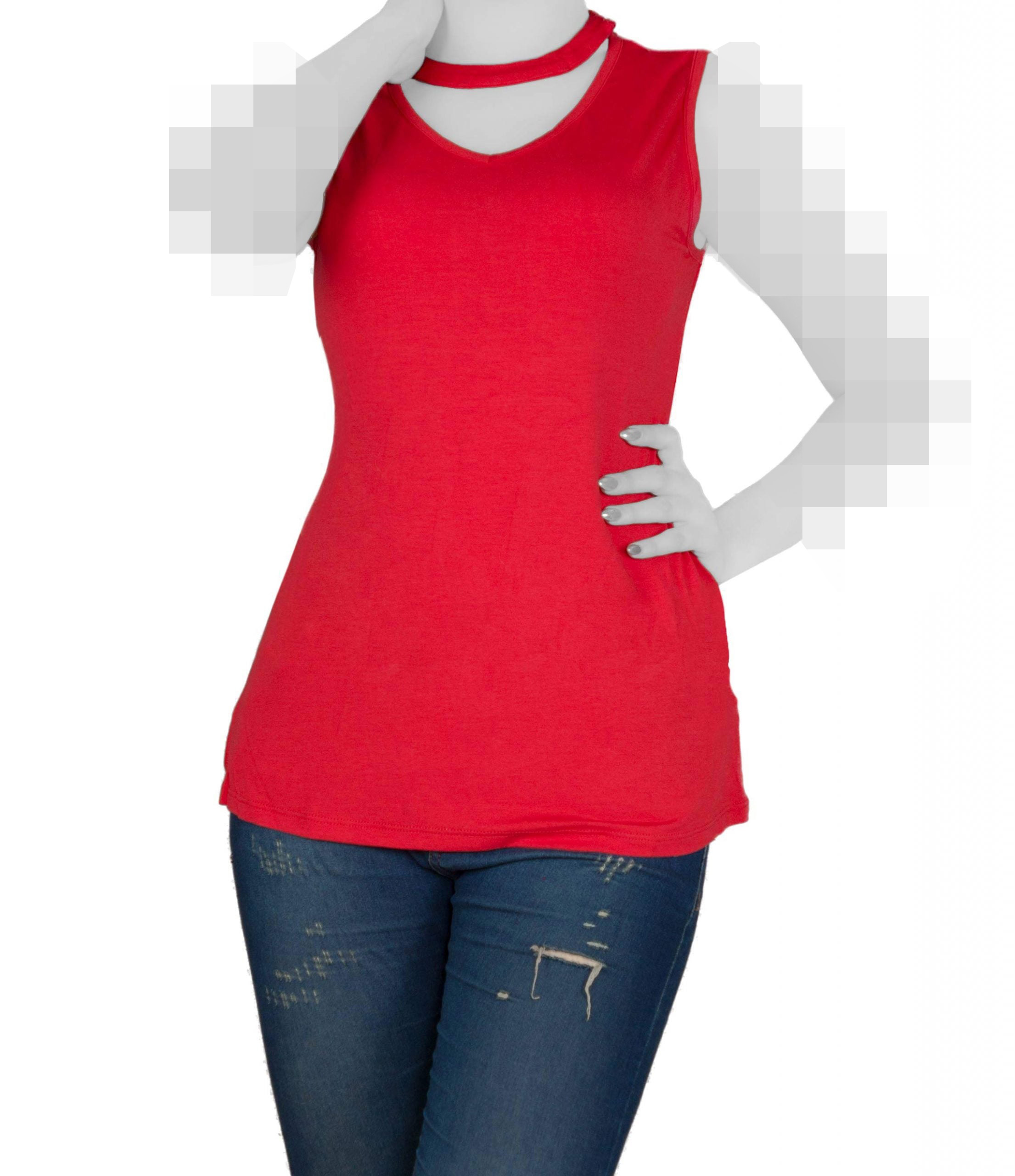 تاپ آستین حلقه ای زنانه با طوق دور گردن