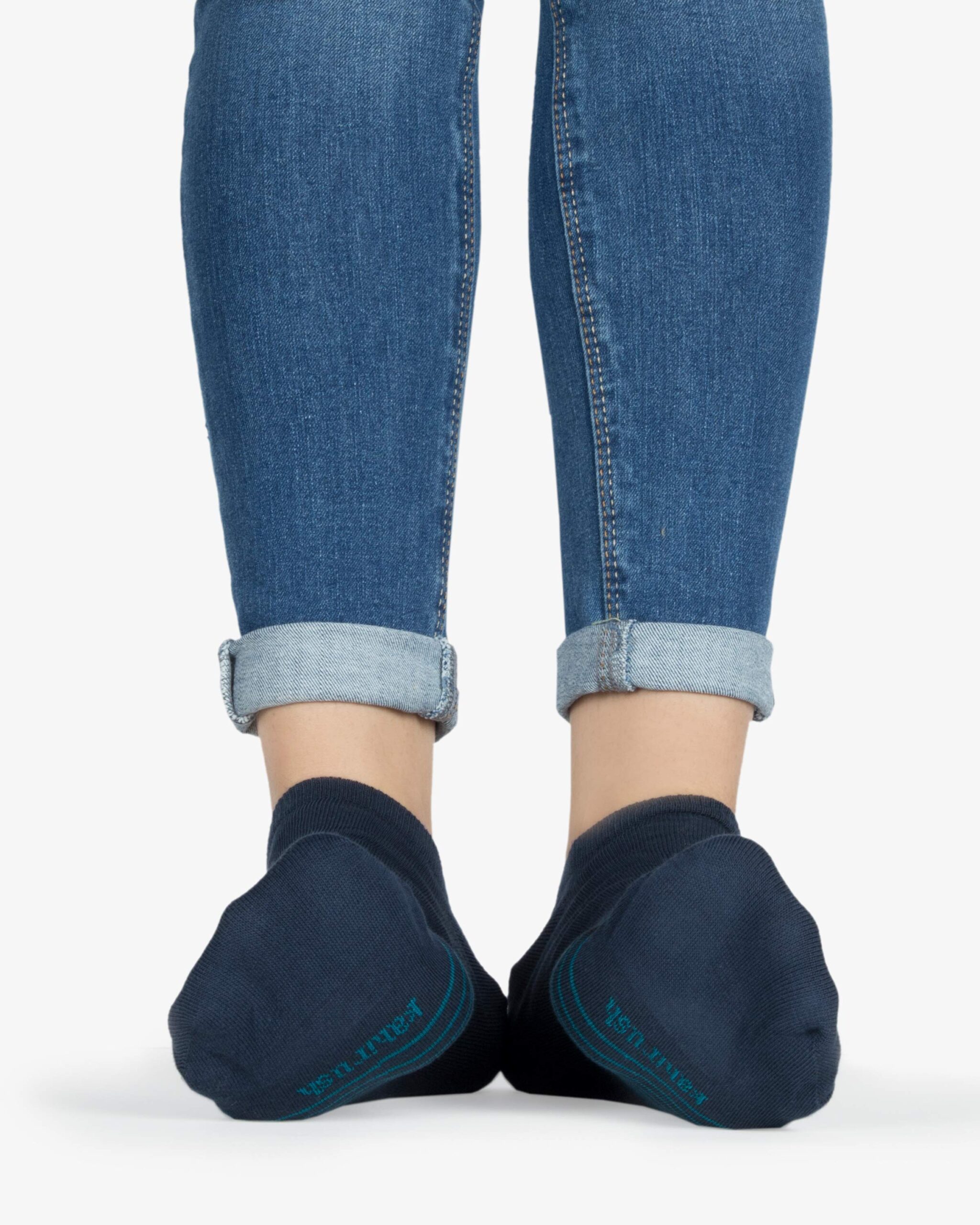 جوراب نخی با طرح راه راه در وسط - آبی روشن - روبه‌رو۲