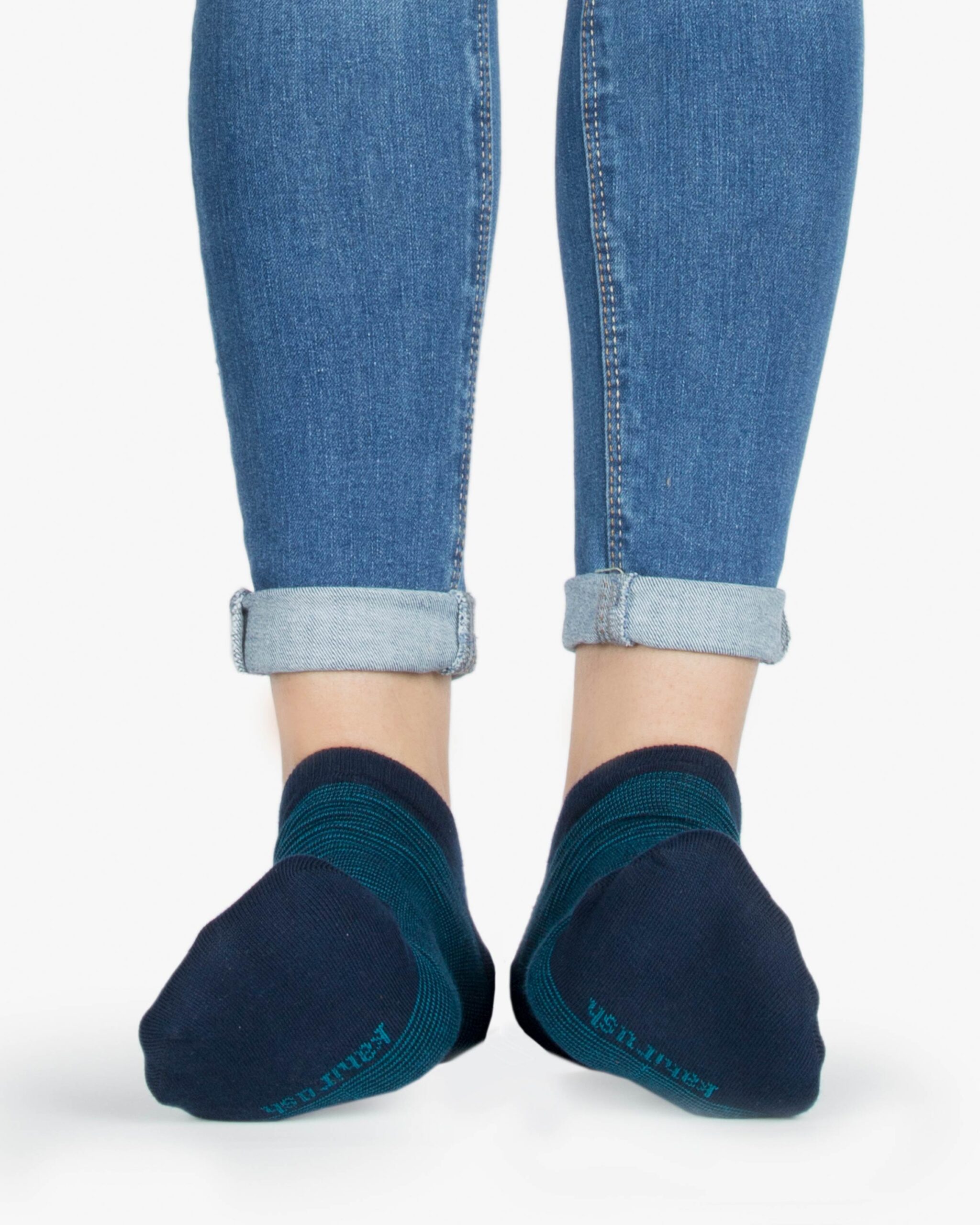 جوراب نخی راه راه - آبی روشن - روبه‌رو۲