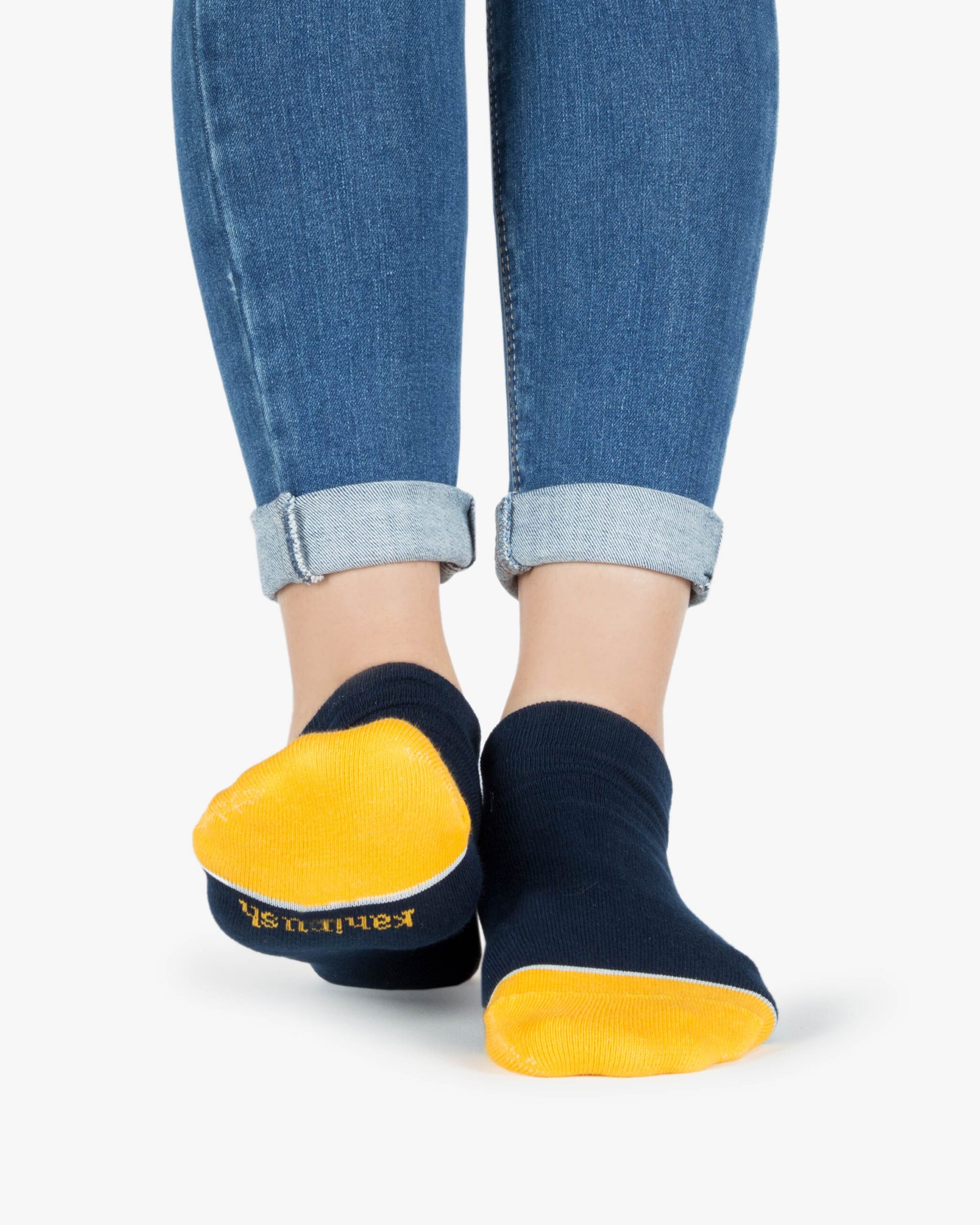 جوراب نخی طرحدار - زرد - روبه‌رو۲