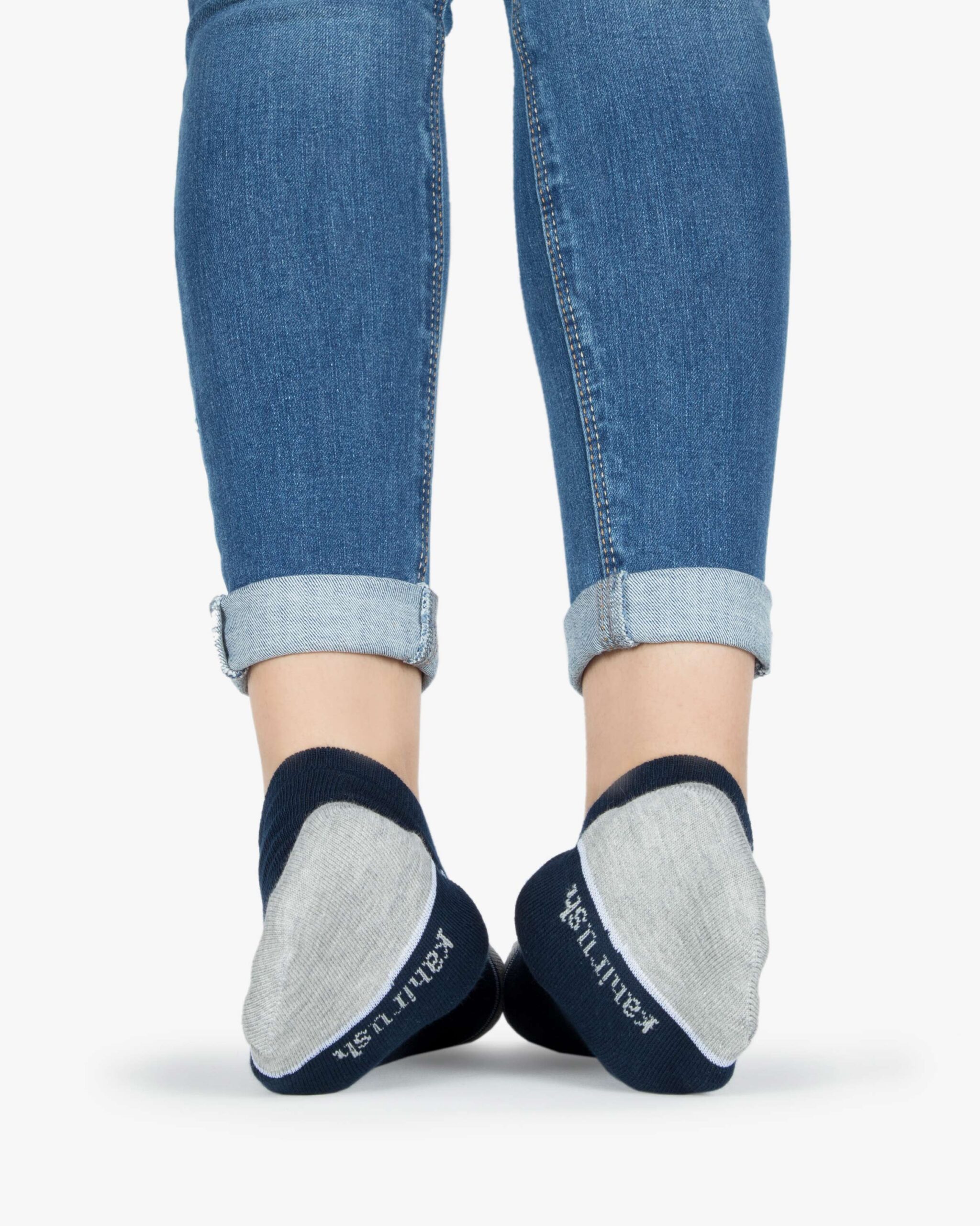 جوراب نخی طرحدار - طوسی کمرنگ - روبه‌رو۲