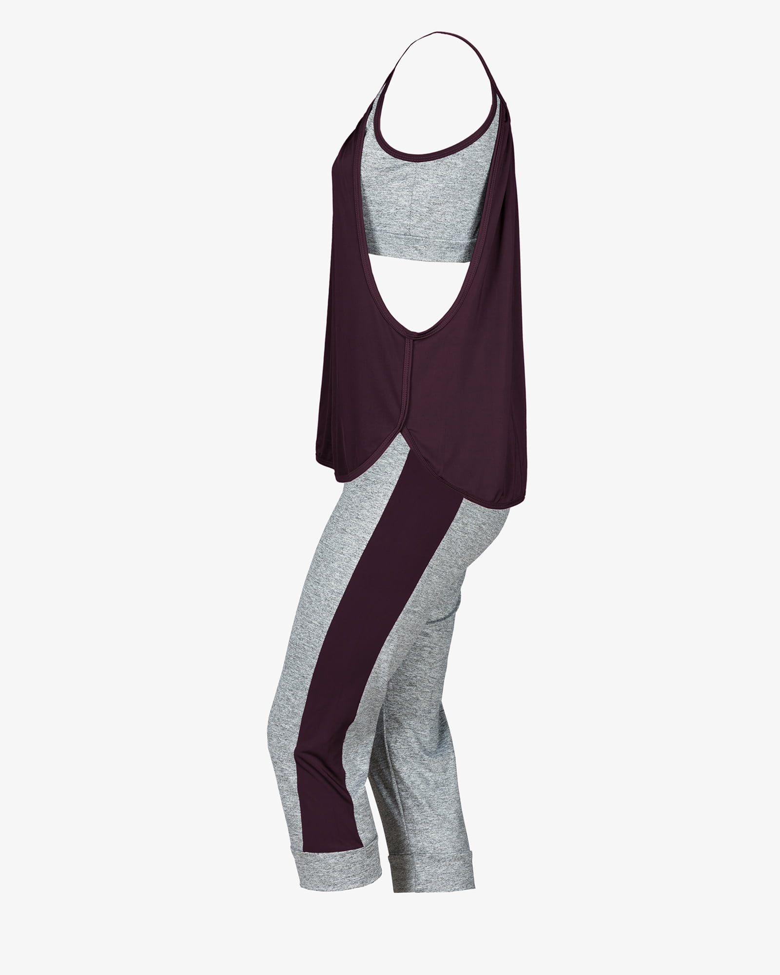 ست تاپ شلوارک زنانه‌ چین‌دار - بادمجانی - بغل