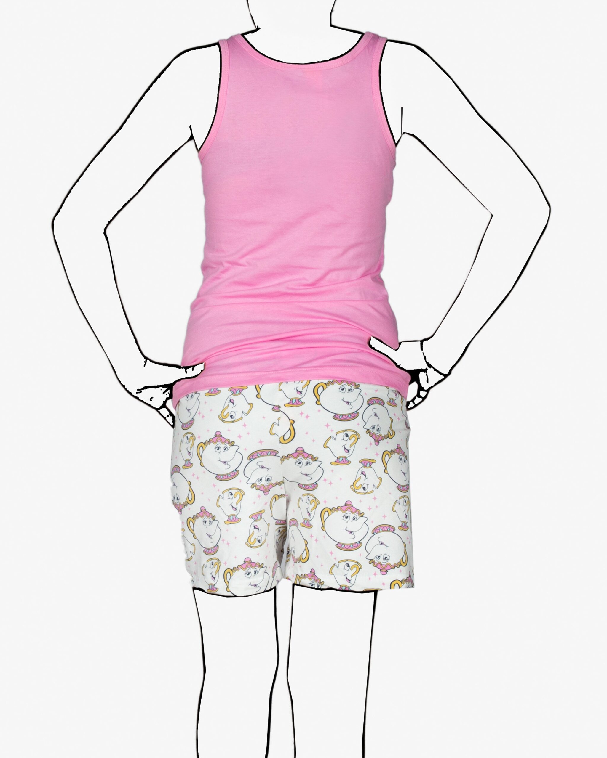 تاپ شلوارک راحتی فانتزی دخترانه - صورتی روشن - پشت - خرید اینترنتی لباس - فروشگاه اینترنتی لباس سارابارا