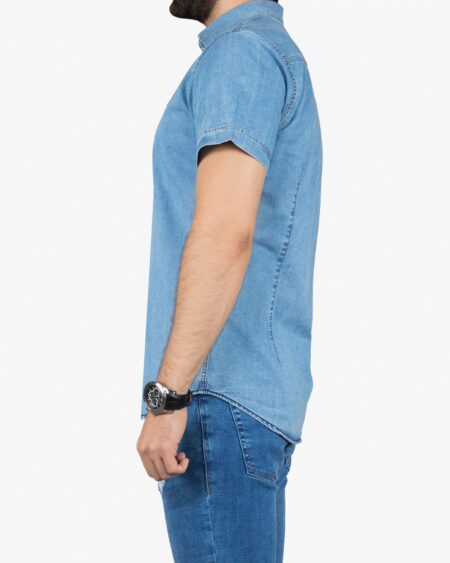 پیراهن آستین کوتاه جین - آبی نیلی - بغل