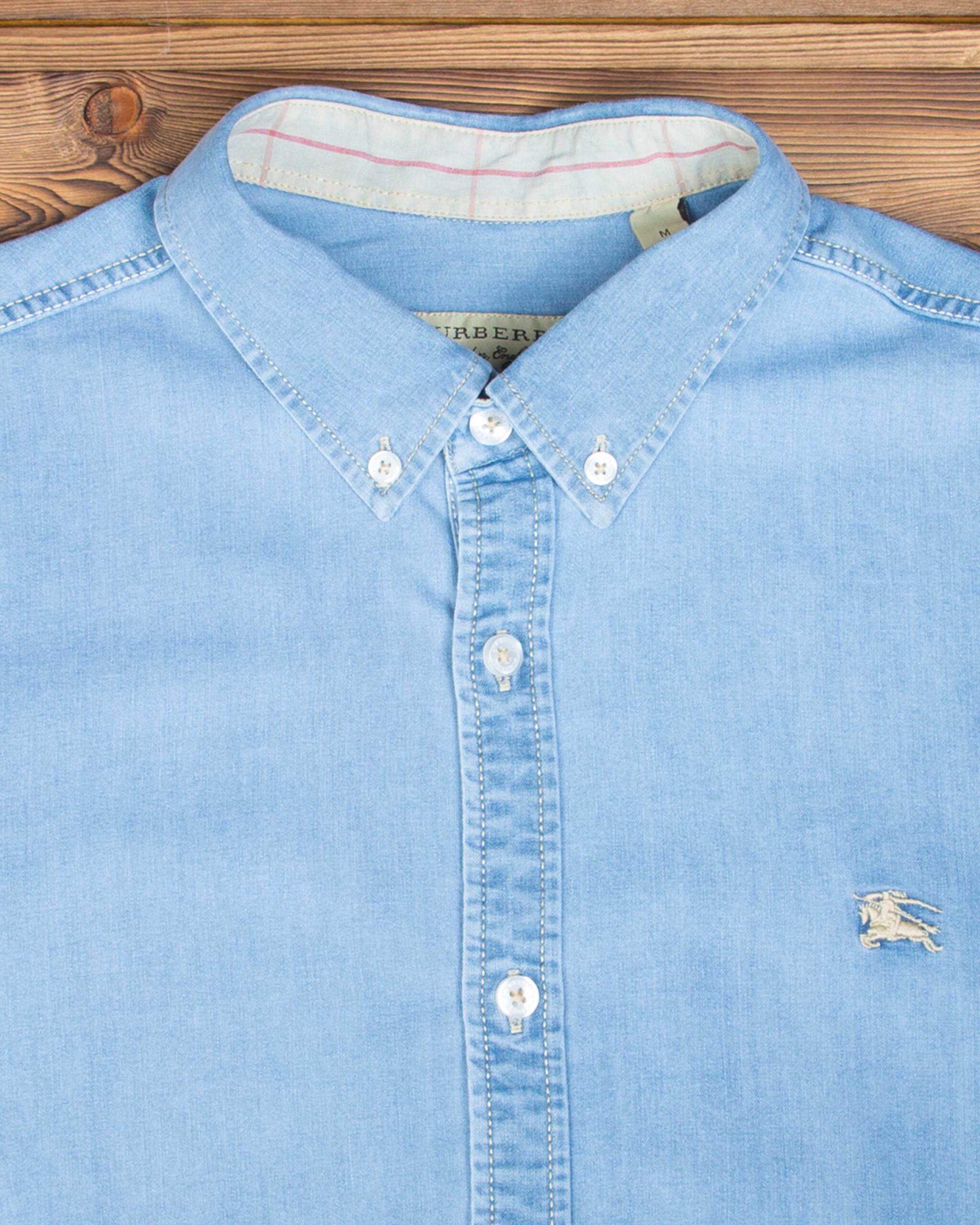 پیراهن مردانه جین آستین کوتاه - آبی نیلی - جزئیات