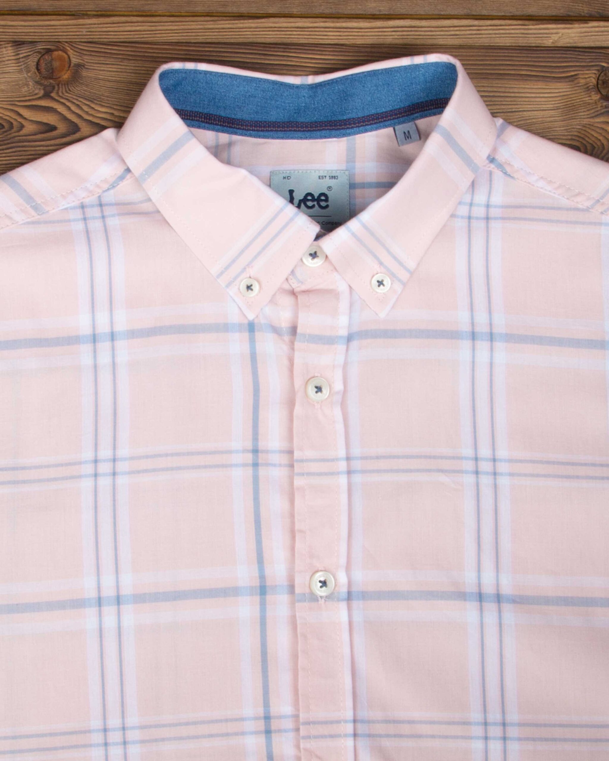 پیراهن چهارخانه مردانه - صورتی - جزئیات ۲