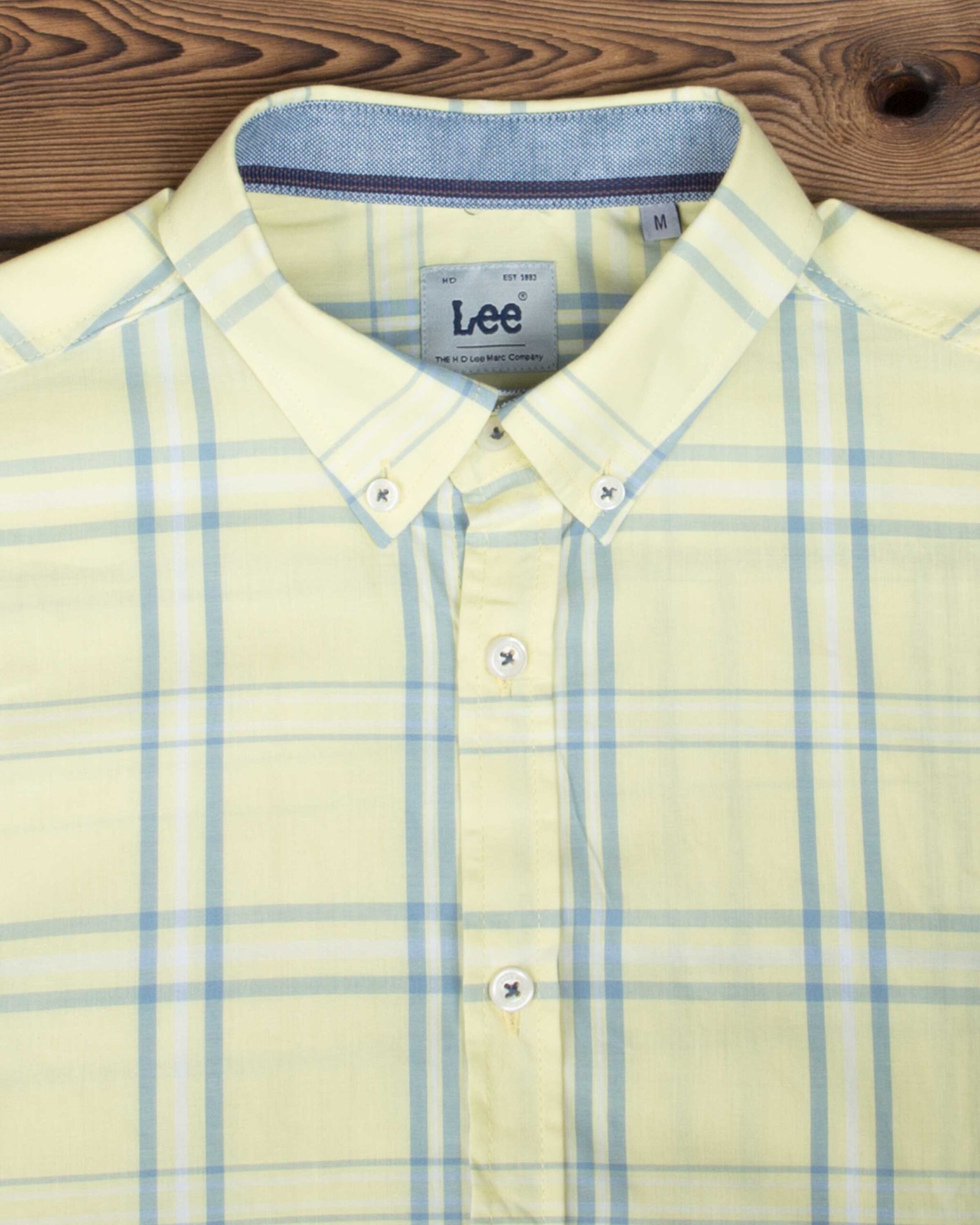 پیراهن چهارخانه مردانه - لیمویی - جزئیات ۲