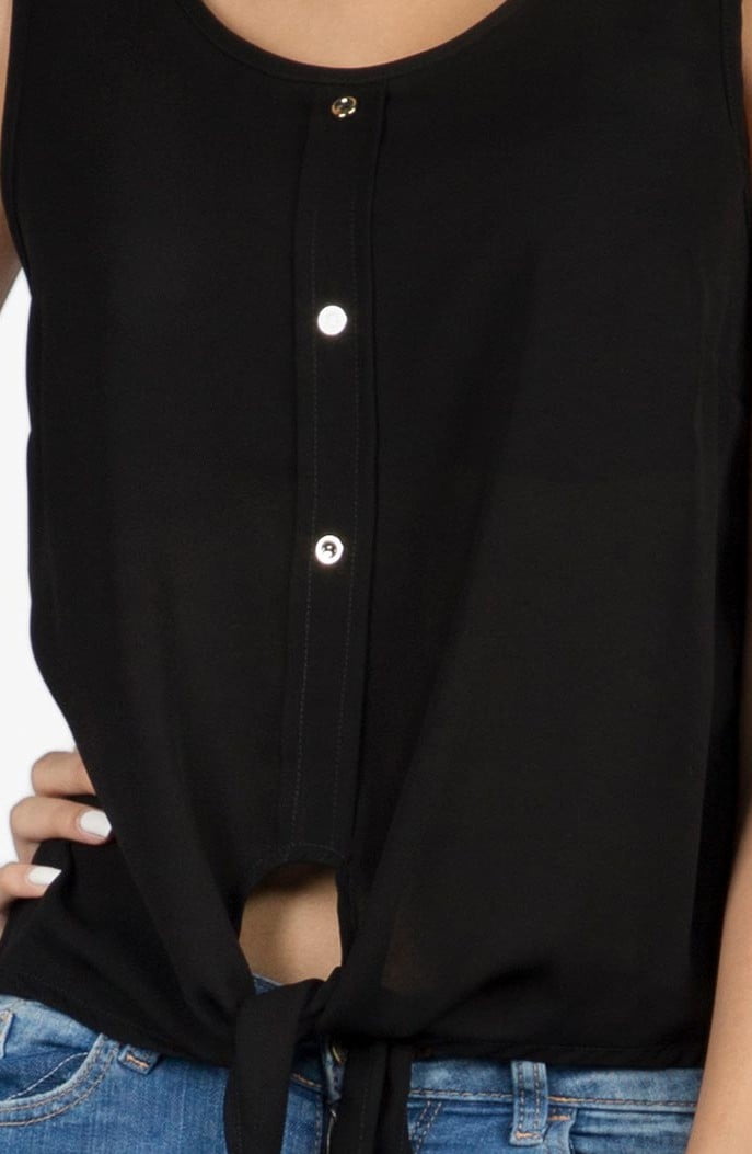 تاپ زنانه مجلسی دکمه دار - مشکی - رو به رو