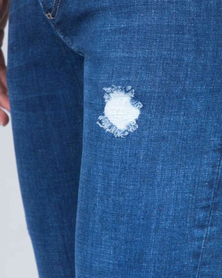شلوار جین جذب زاپ دار مردانه - آبی تیره - زاپ ۱